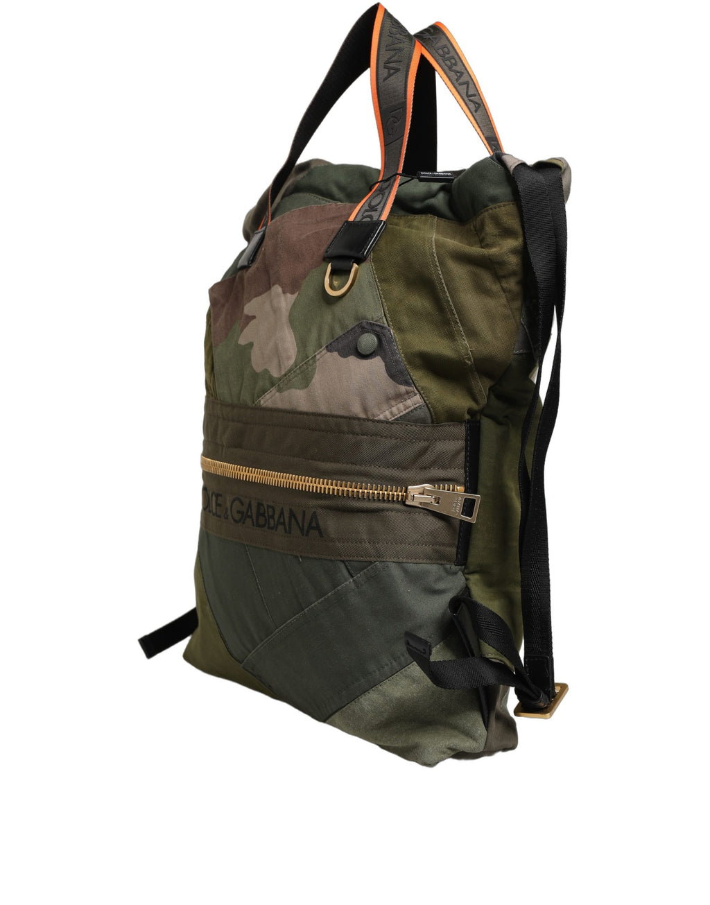Dolce & Gabbana Militärgrüner Patchwork-Rucksack Tasche Herren Tasche