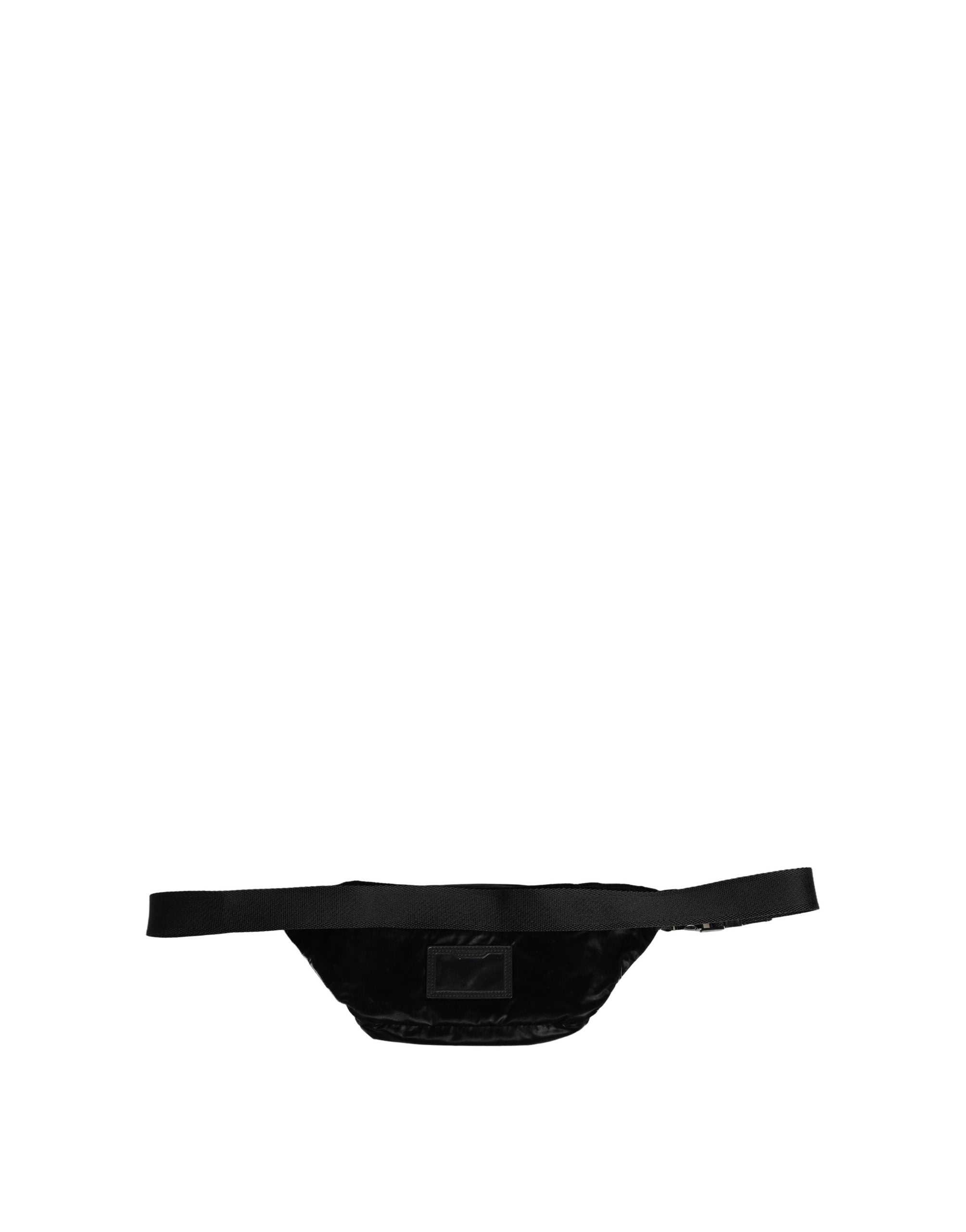 Dolce & Gabbana Schwarze Nylon Bauchtasche mit Messingplakette für Herren