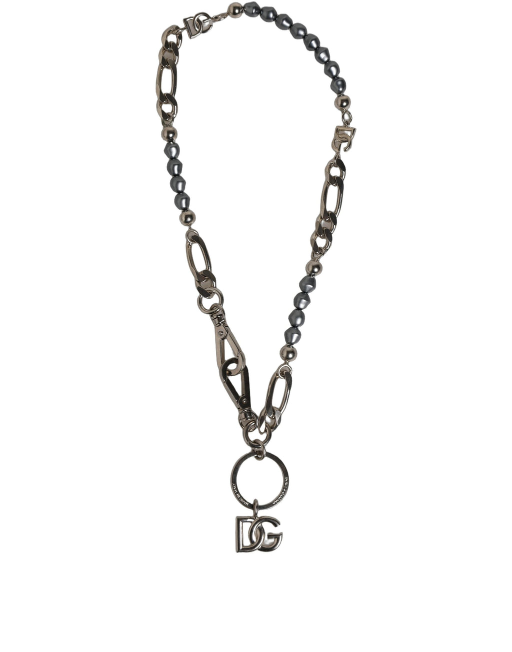 Dolce & Gabbana Halskette mit silberfarbener Kette und DG-Logo-Anhänger