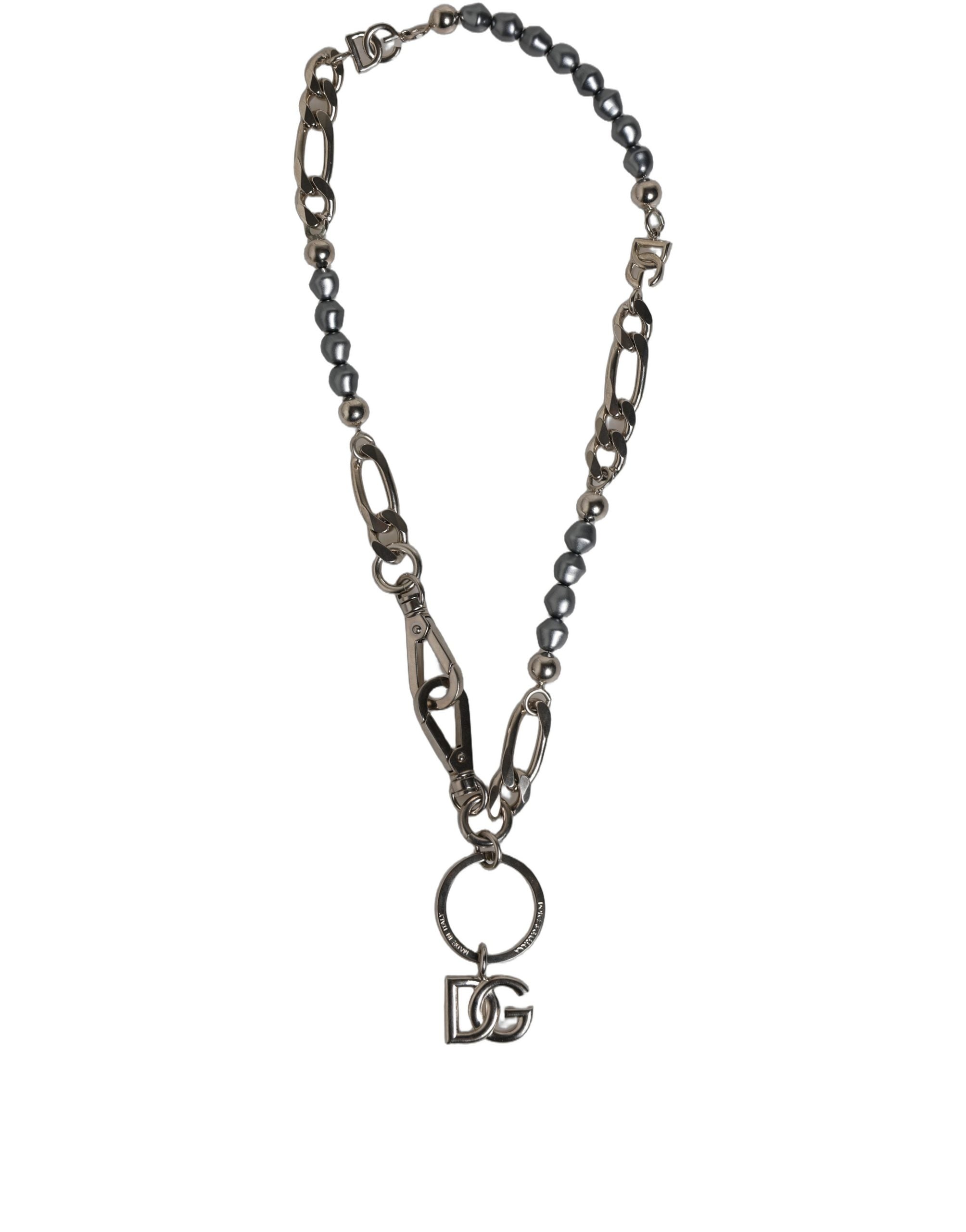 Dolce & Gabbana Halskette mit silberfarbener Kette und DG-Logo-Anhänger