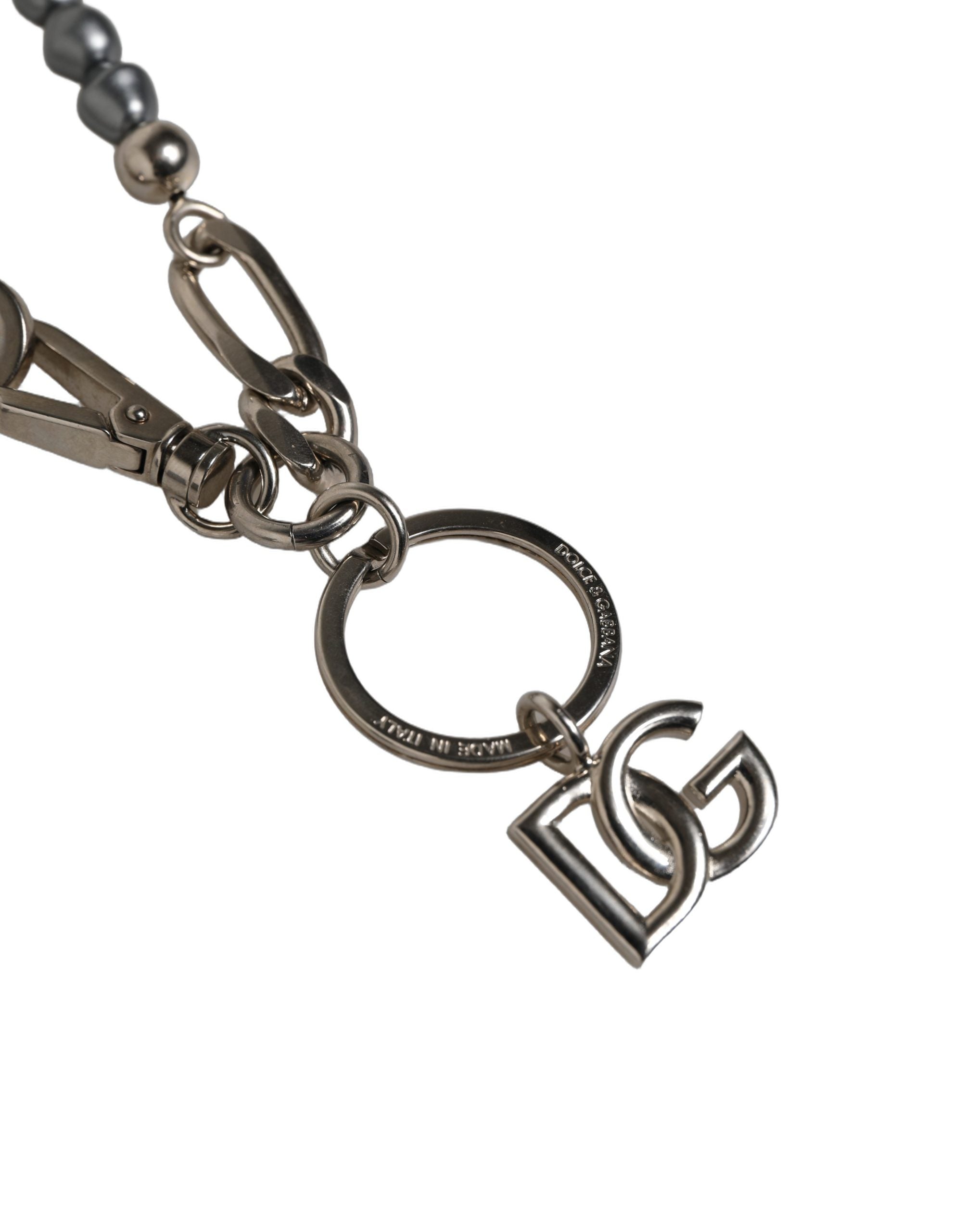 Dolce & Gabbana Halskette mit silberfarbener Kette und DG-Logo-Anhänger