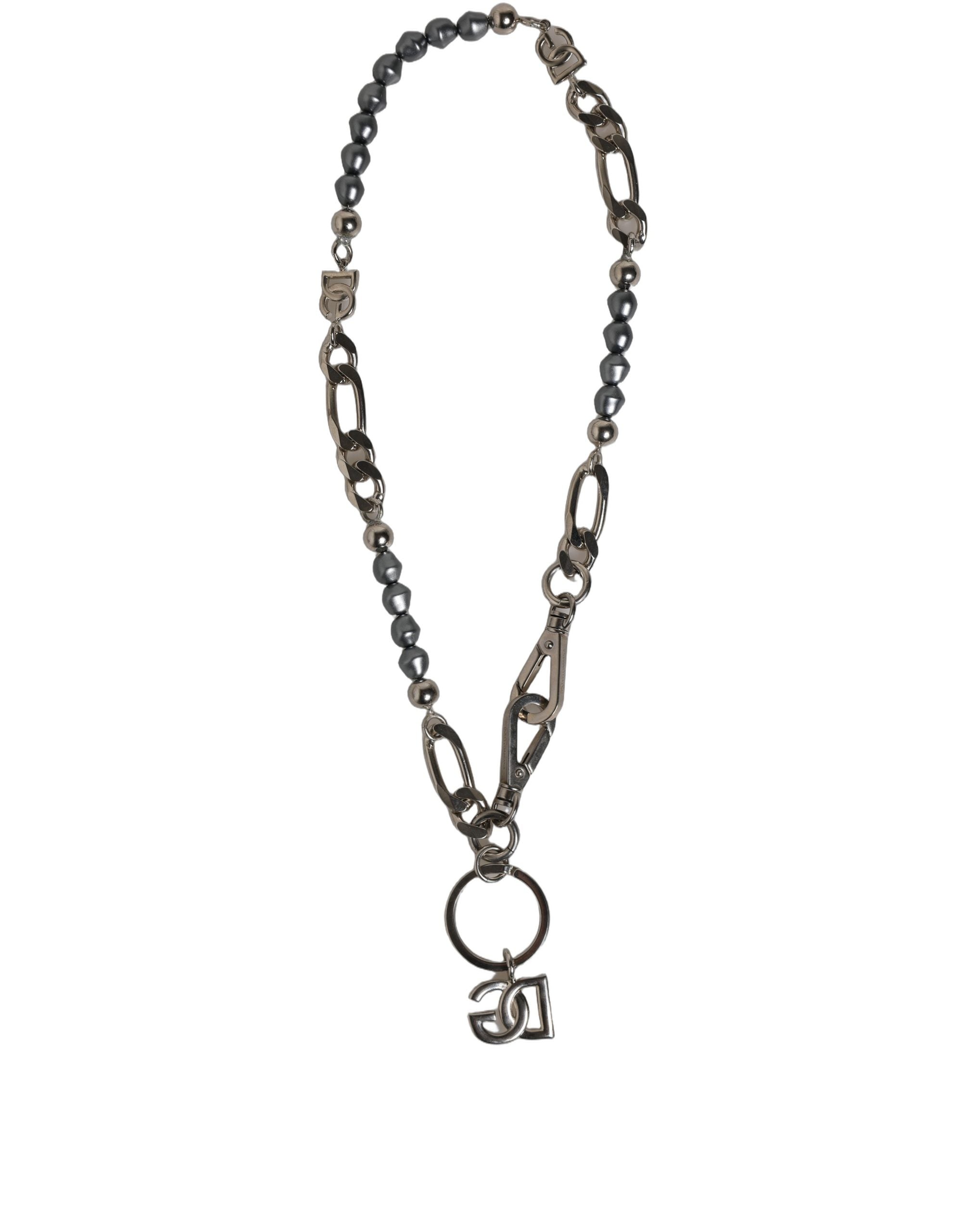 Dolce & Gabbana Halskette mit silberfarbener Kette und DG-Logo-Anhänger