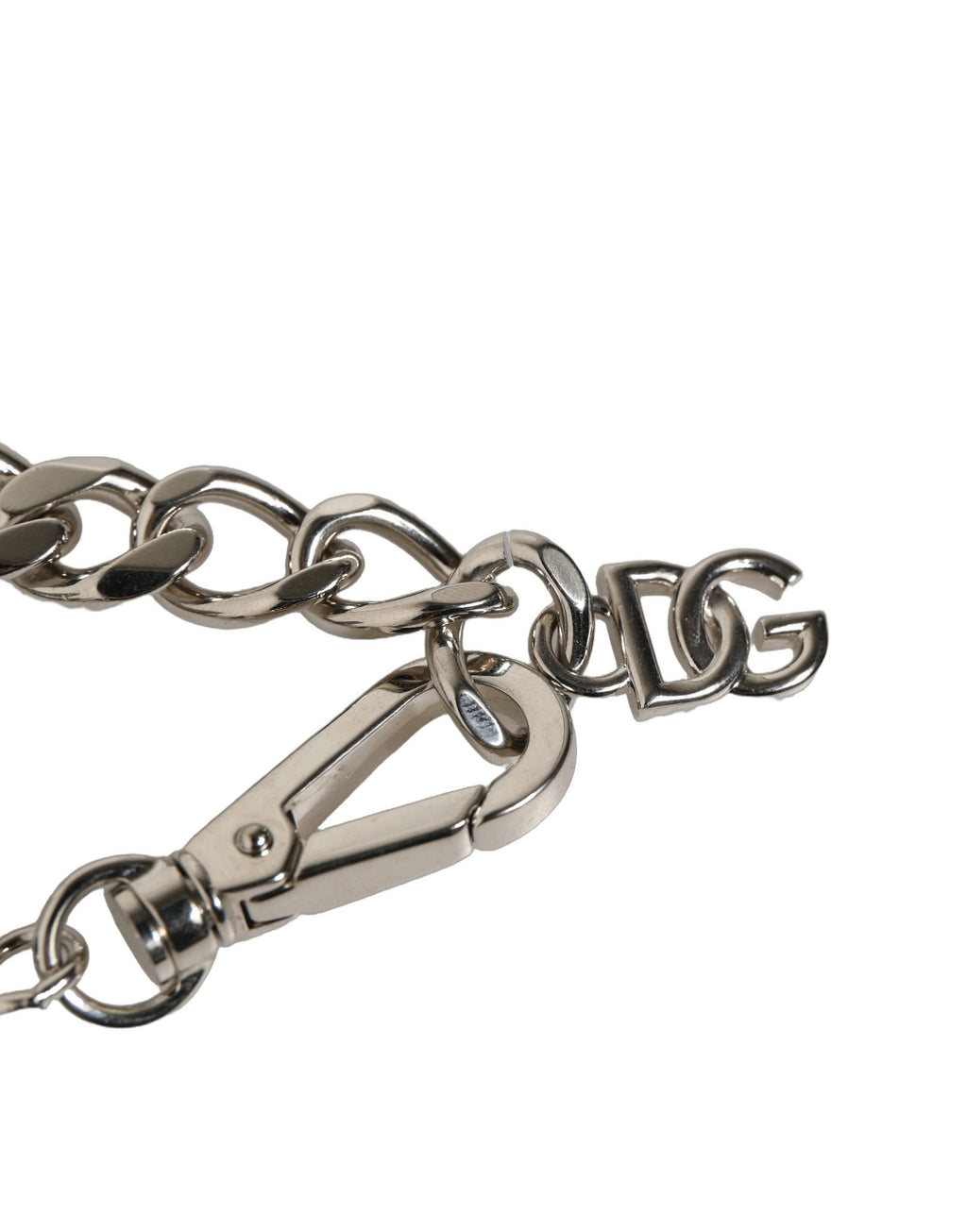 Dolce & Gabbana Silberfarbener Messing Perlen Muschel DG Logo Anhänger Armband