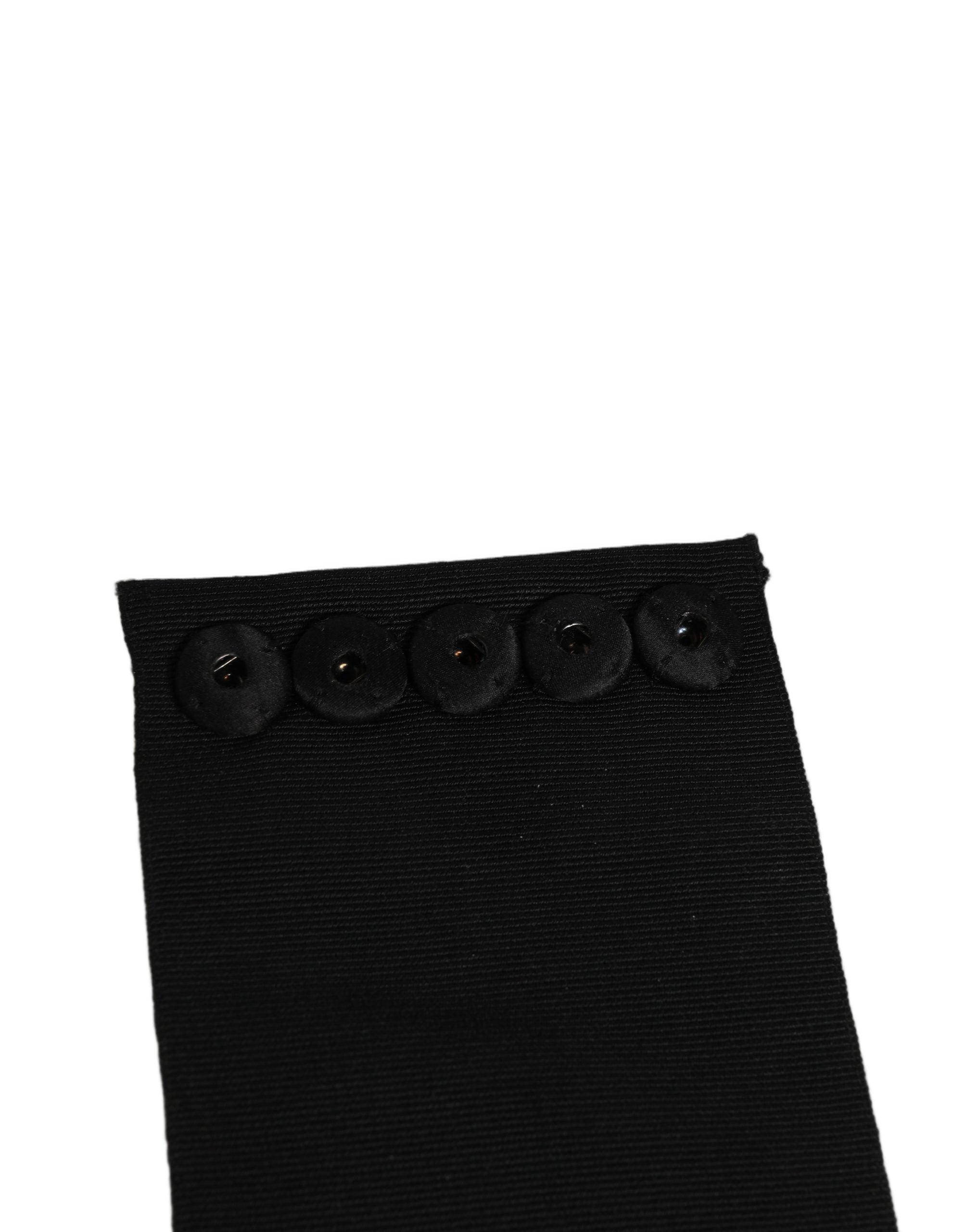 Dolce & Gabbana Schwarze Gürtelbrosche aus Messing mit goldfarbenen Akzenten und Kristallblumen