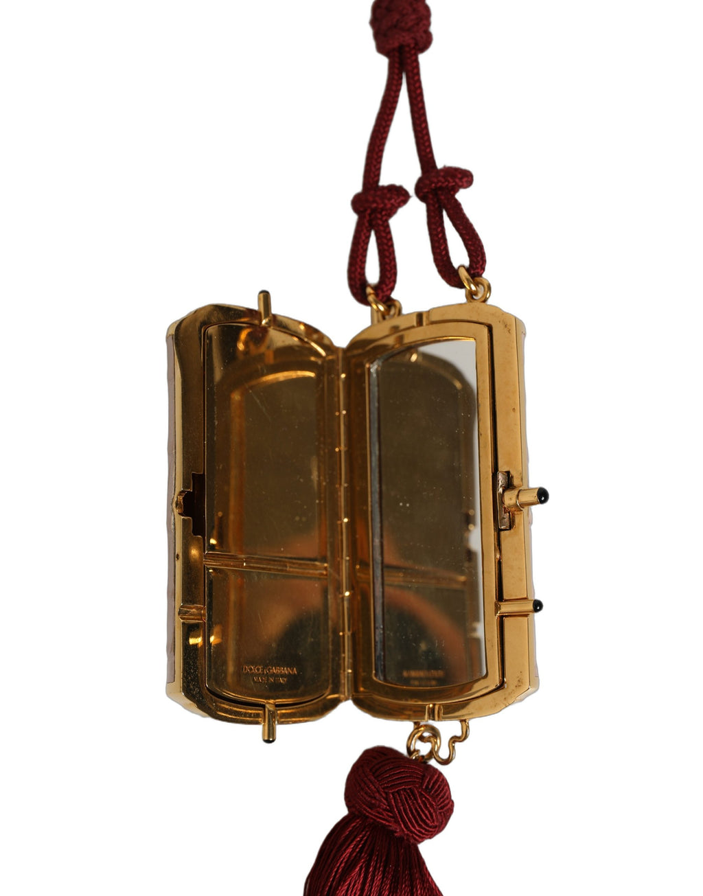 Dolce & Gabbana Rosa Exotisches Leder Mini-Spiegel Quaste Makeup Tasche