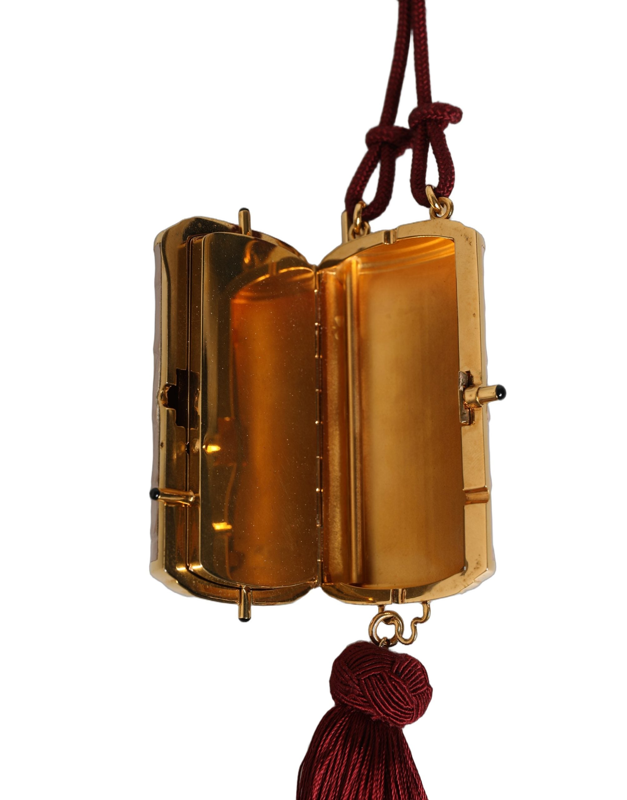 Dolce & Gabbana Rosa Exotisches Leder Mini-Spiegel Quaste Makeup Tasche