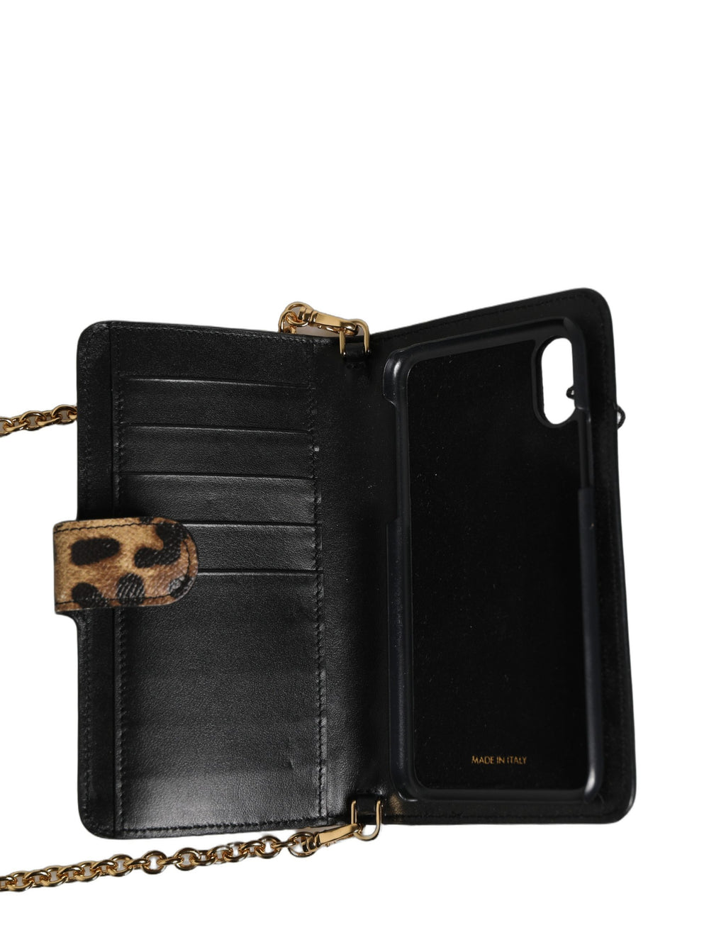 Dolce & Gabbana Flip Cover Braun Leopard Kristall iPhone X - XS Hülle