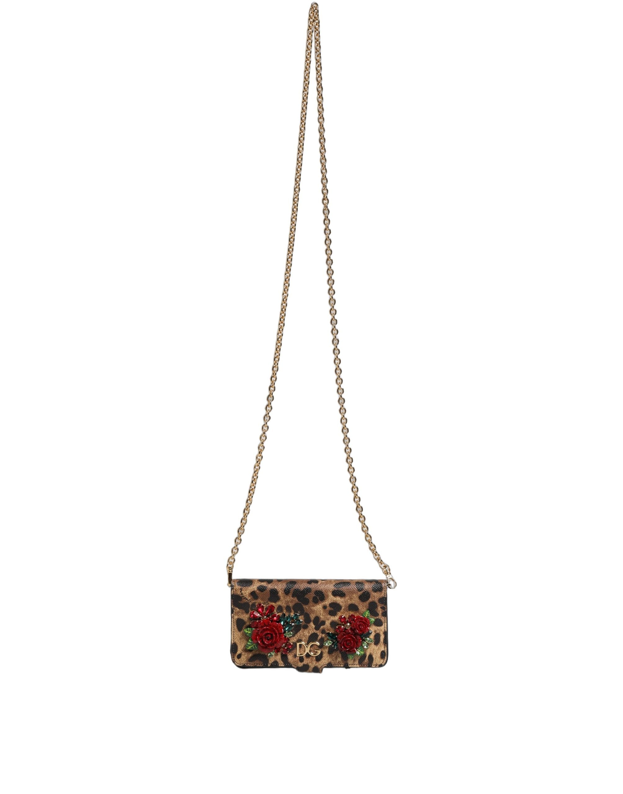 Dolce & Gabbana Flip Cover Braun Leopard Kristall iPhone X - XS Hülle