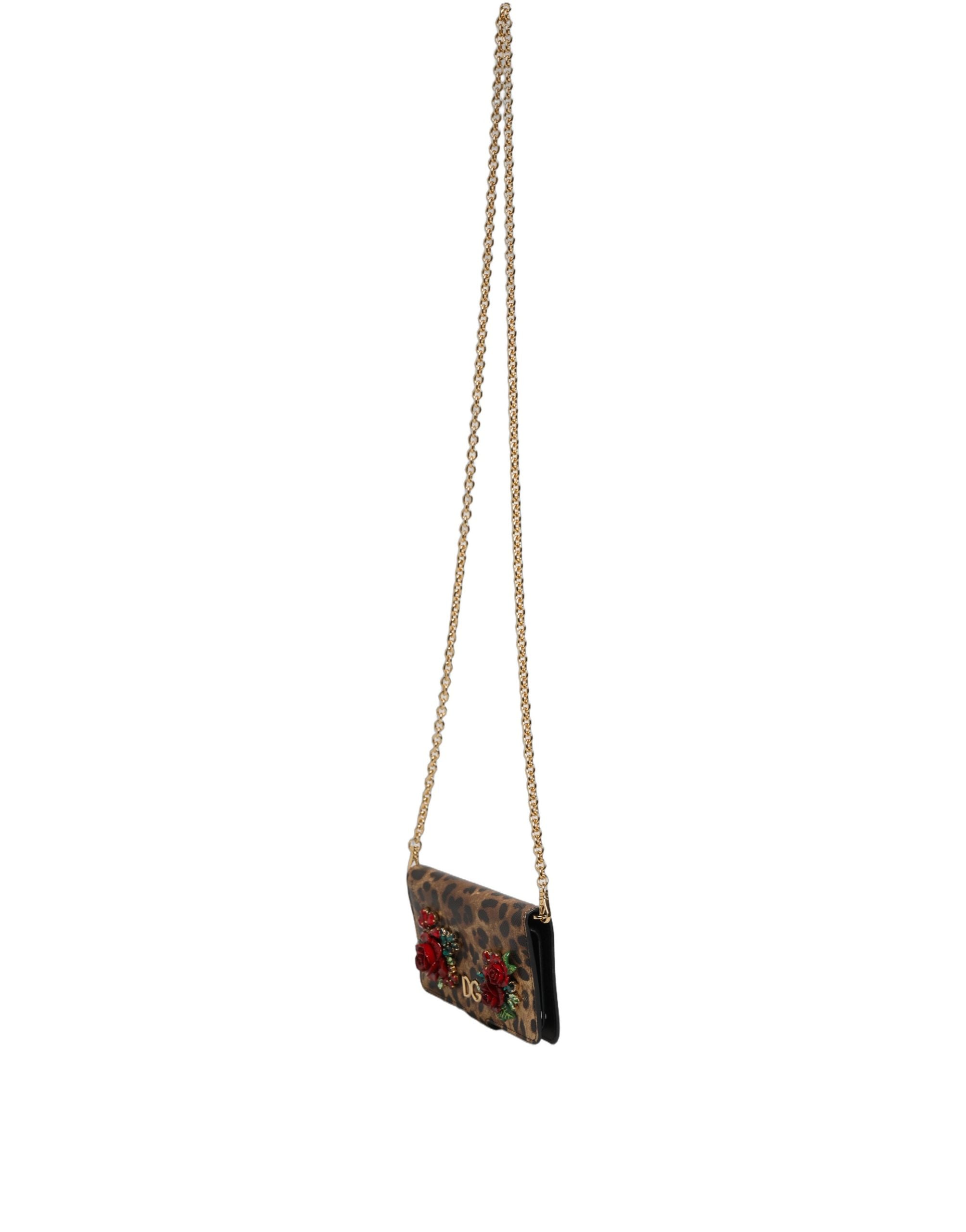 Dolce & Gabbana Flip Cover Braun Leopard Kristall iPhone X - XS Hülle