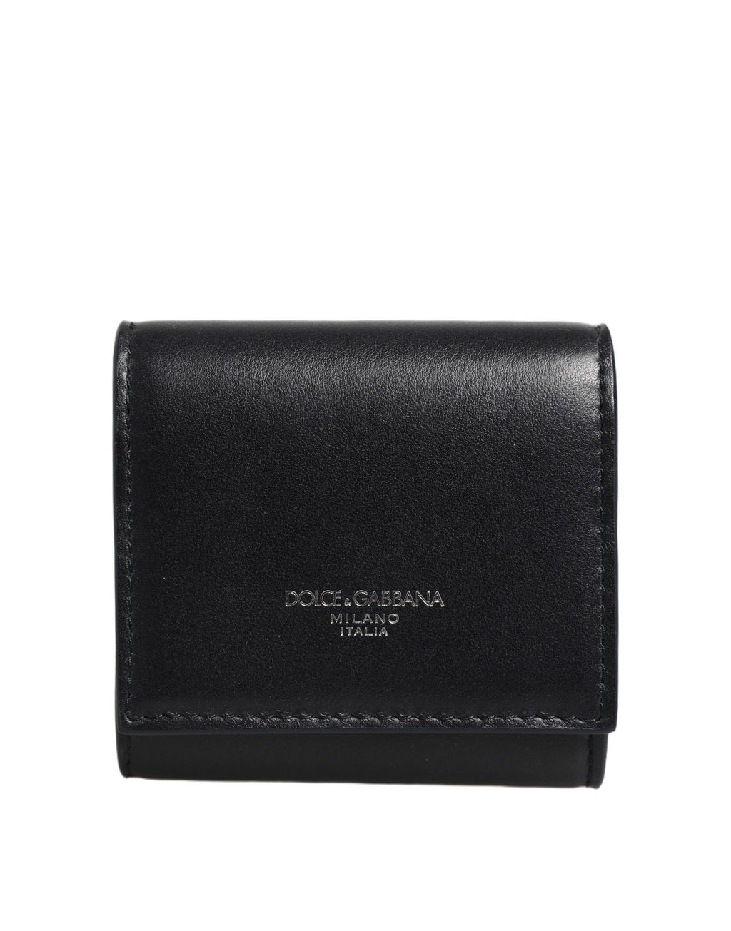 Dolce & Gabbana Brieftasche aus schwarzem Kalbsleder mit Logo-Print und Münzfach