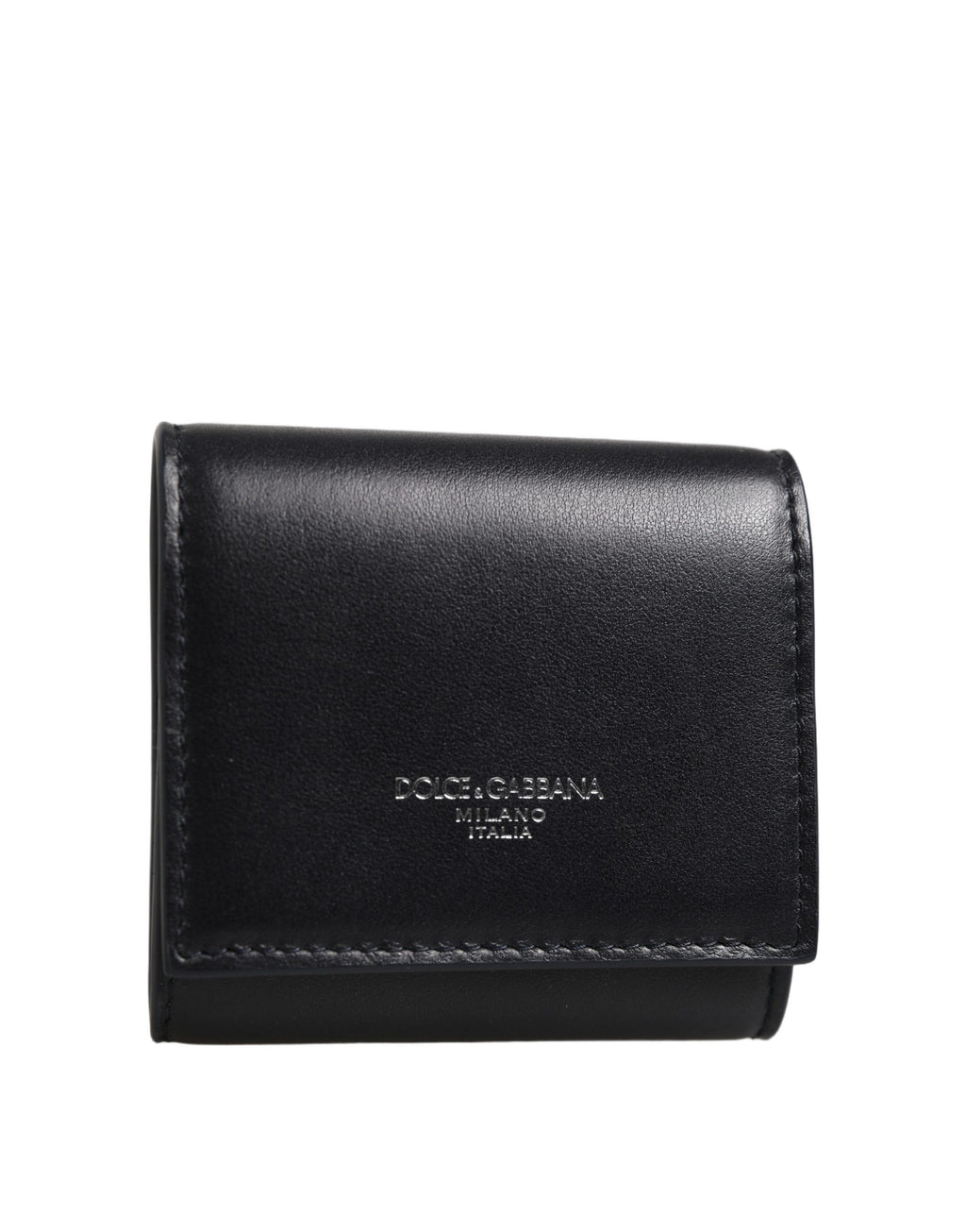 Dolce & Gabbana Brieftasche aus schwarzem Kalbsleder mit Logo-Print und Münzfach
