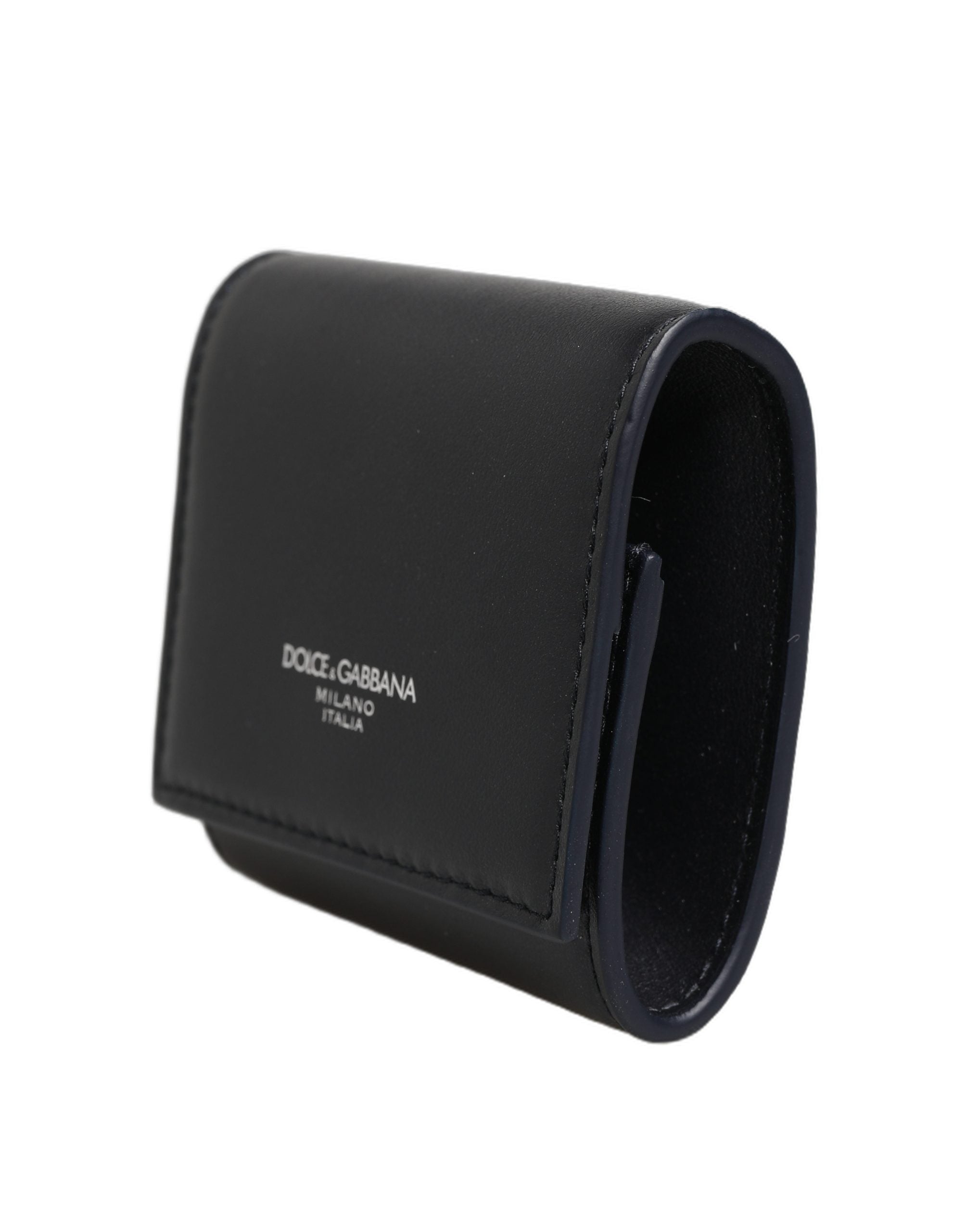 Dolce & Gabbana Brieftasche aus schwarzem Kalbsleder mit Logo-Print und Münzfach
