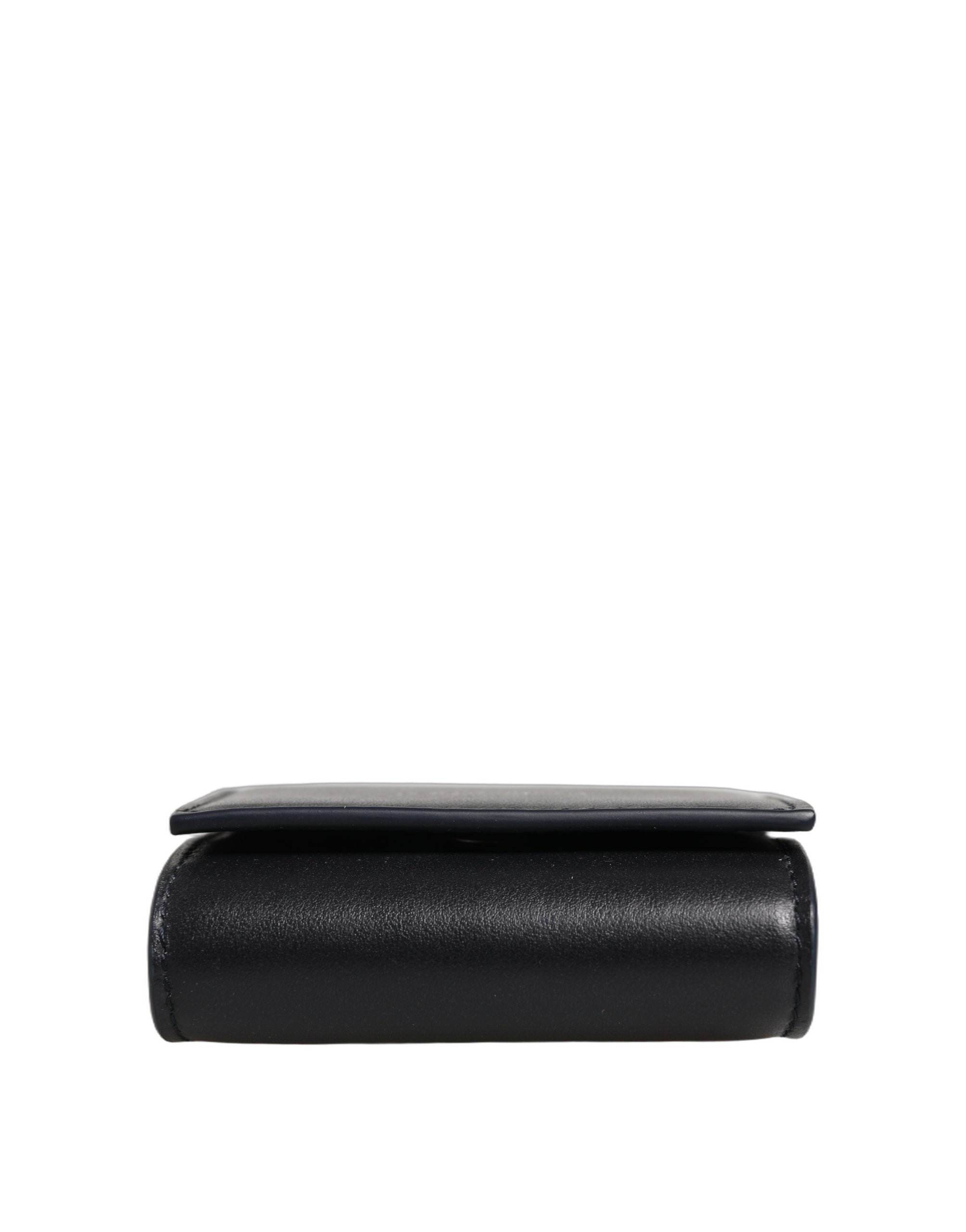 Dolce & Gabbana Brieftasche aus schwarzem Kalbsleder mit Logo-Print und Münzfach