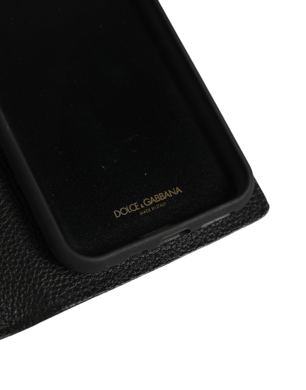 Dolce & Gabbana Case Flip Cover Schwarz Kalbsleder iPhone 11 Pro Handyhülle