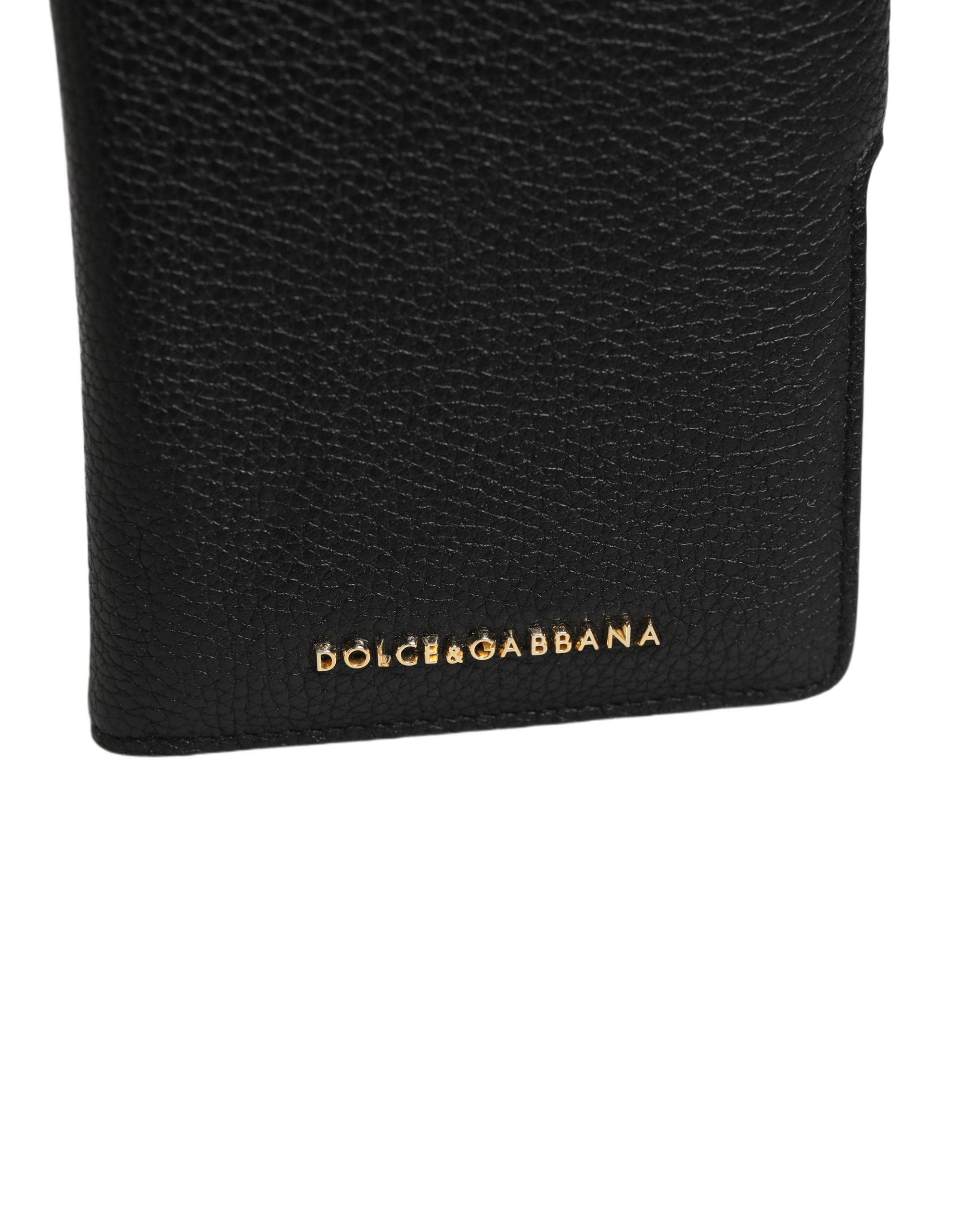 Dolce & Gabbana Case Flip Cover Schwarz Kalbsleder iPhone 11 Pro Handyhülle