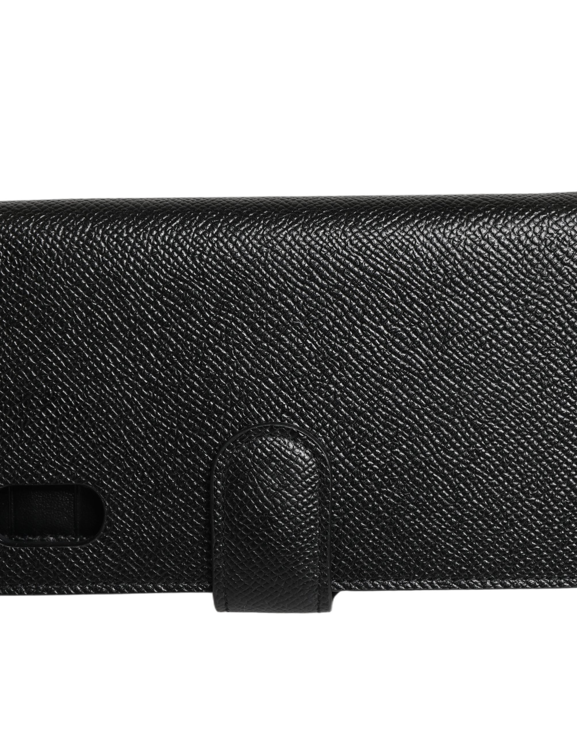 Dolce & Gabbana Flip Cover aus schwarzem Kalbsleder für iPhone X - XS