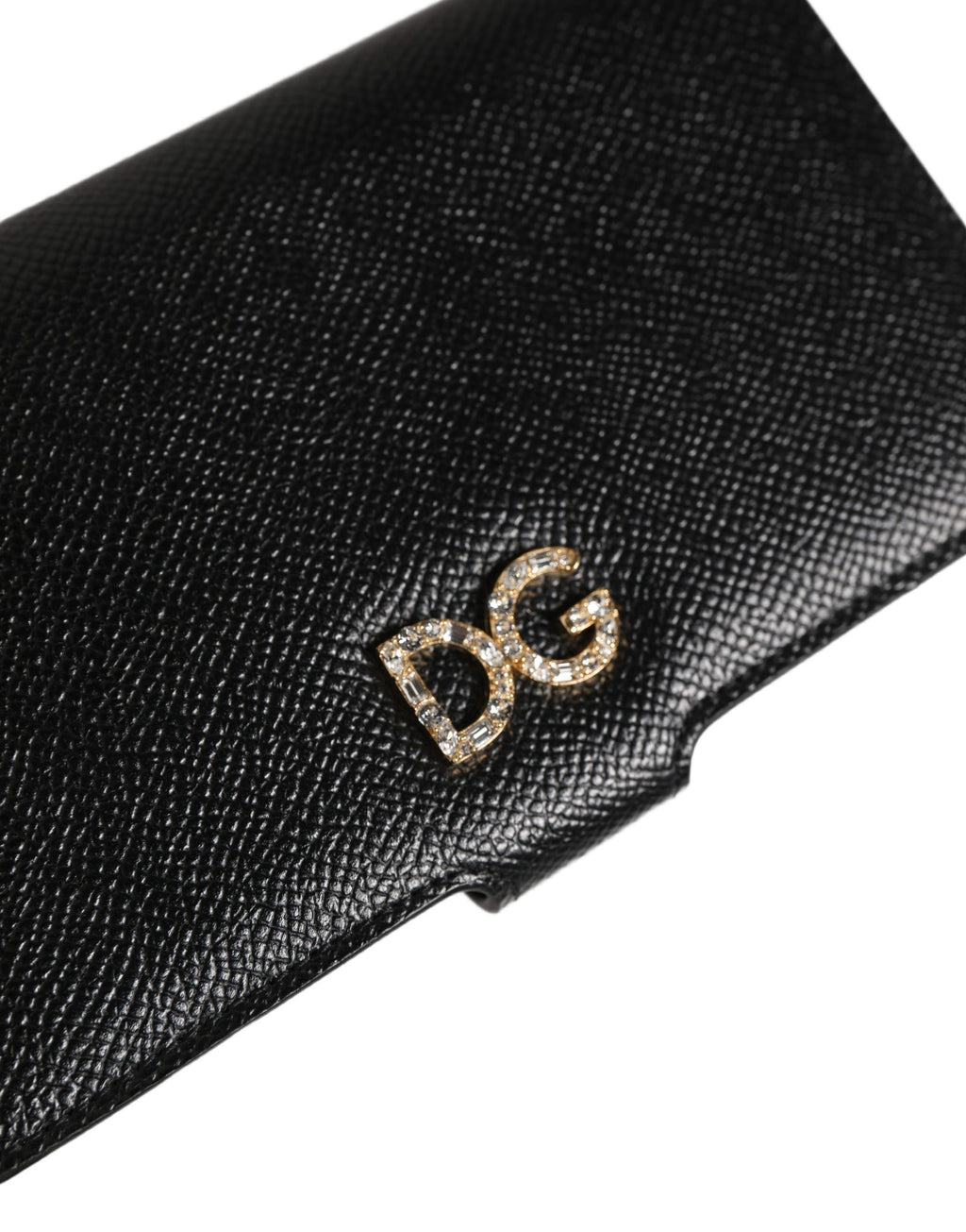 Dolce & Gabbana Flip Cover aus schwarzem Kalbsleder für iPhone X - XS