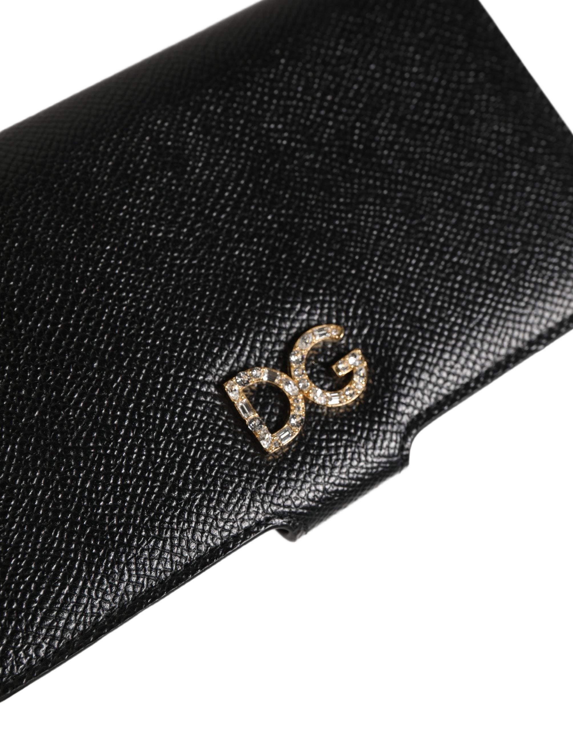 Dolce & Gabbana Flip Cover aus schwarzem Kalbsleder für iPhone X - XS