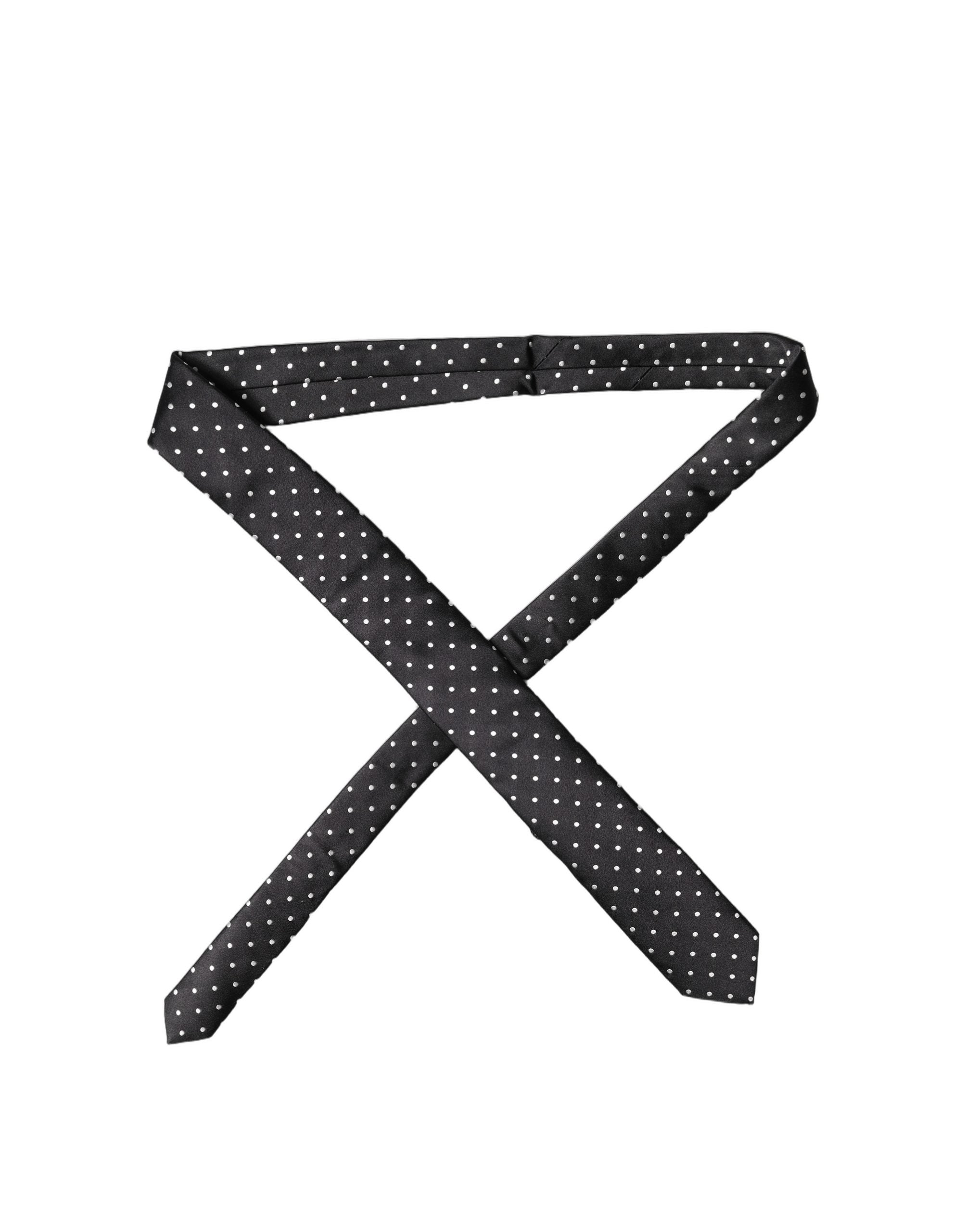 Dolce & Gabbana Schwarze und weiße Polka-Dot-Krawatte aus Seide für Herren, verstellbar
