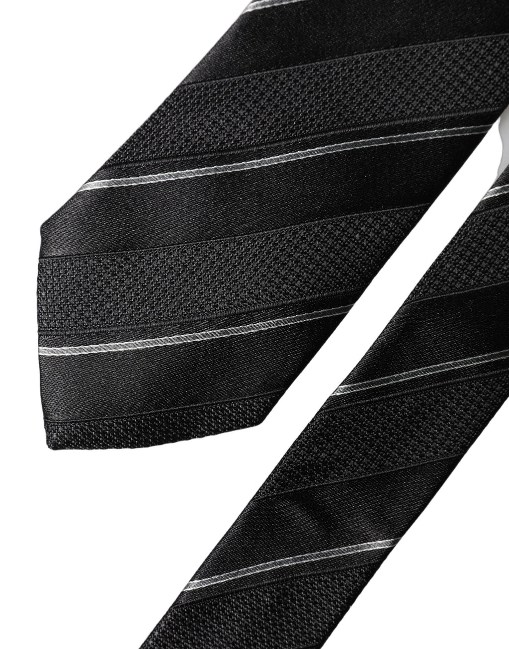 Dolce & Gabbana Schwarze und weiße Streifen 100% Seide Verstellbare Herren Krawatte