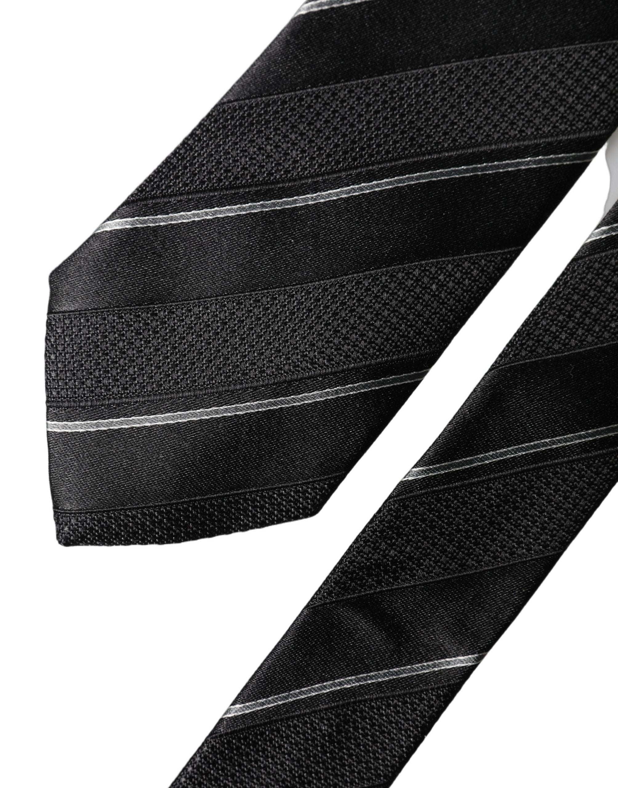 Dolce & Gabbana Schwarze und weiße Streifen 100% Seide Verstellbare Herren Krawatte
