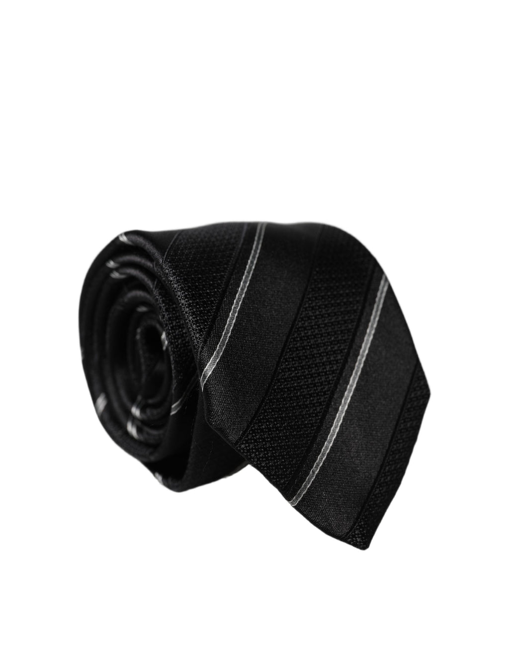Dolce & Gabbana Schwarze und weiße Streifen 100% Seide Verstellbare Herren Krawatte