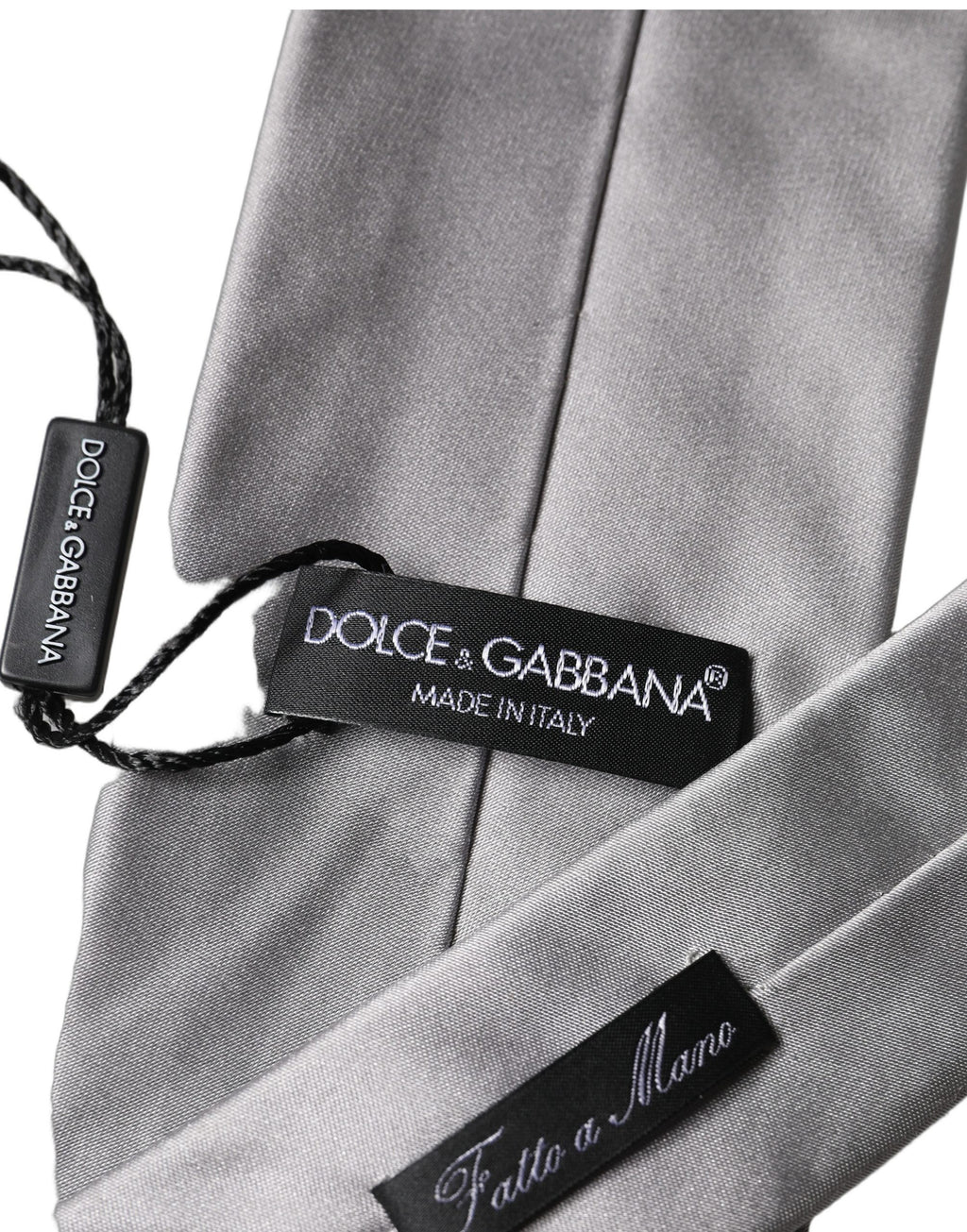 Dolce & Gabbana Graue Satin-Krawatte aus 100 % Seide, verstellbar, für Herren