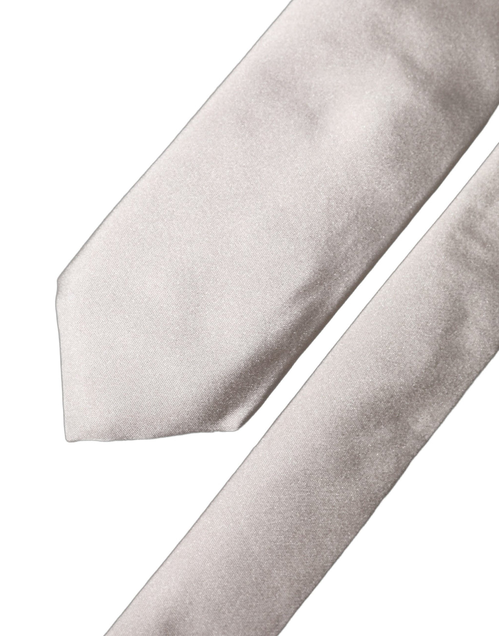 Dolce & Gabbana Hellgraue Seiden-Satin-Krawatte, verstellbar