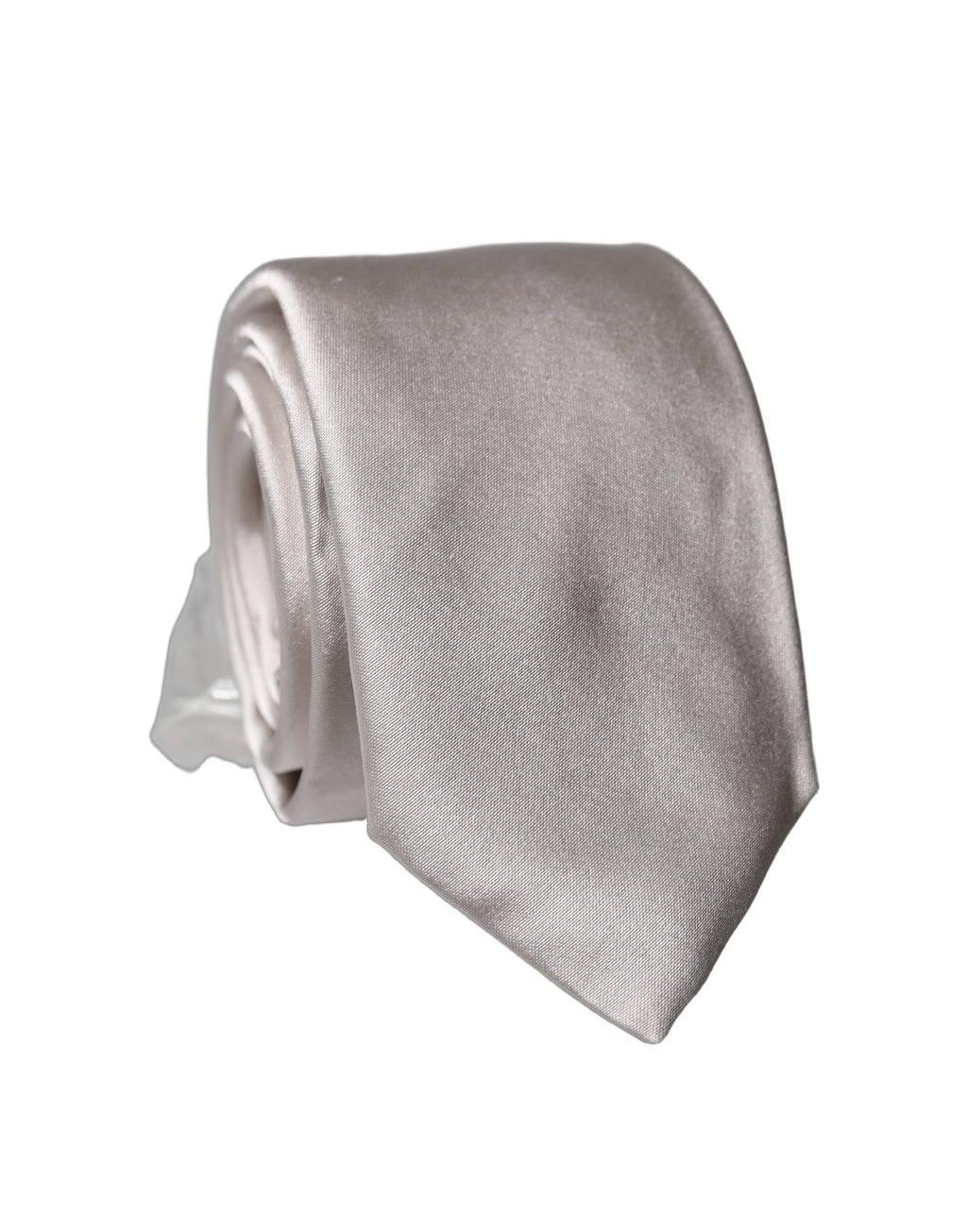 Dolce & Gabbana Hellgraue Seiden-Satin-Krawatte, verstellbar