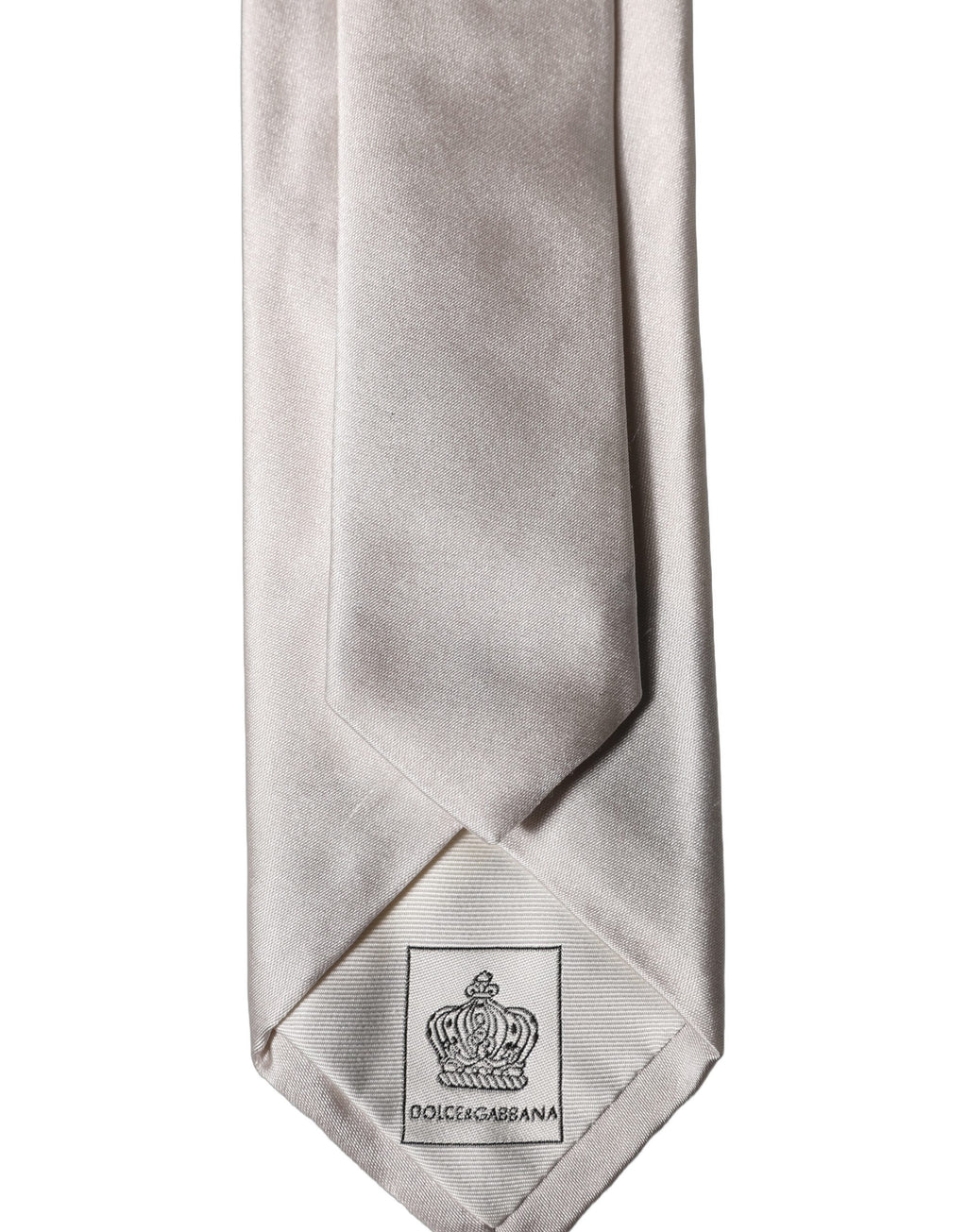 Dolce & Gabbana Hellgraue Seiden-Satin-Krawatte, verstellbar