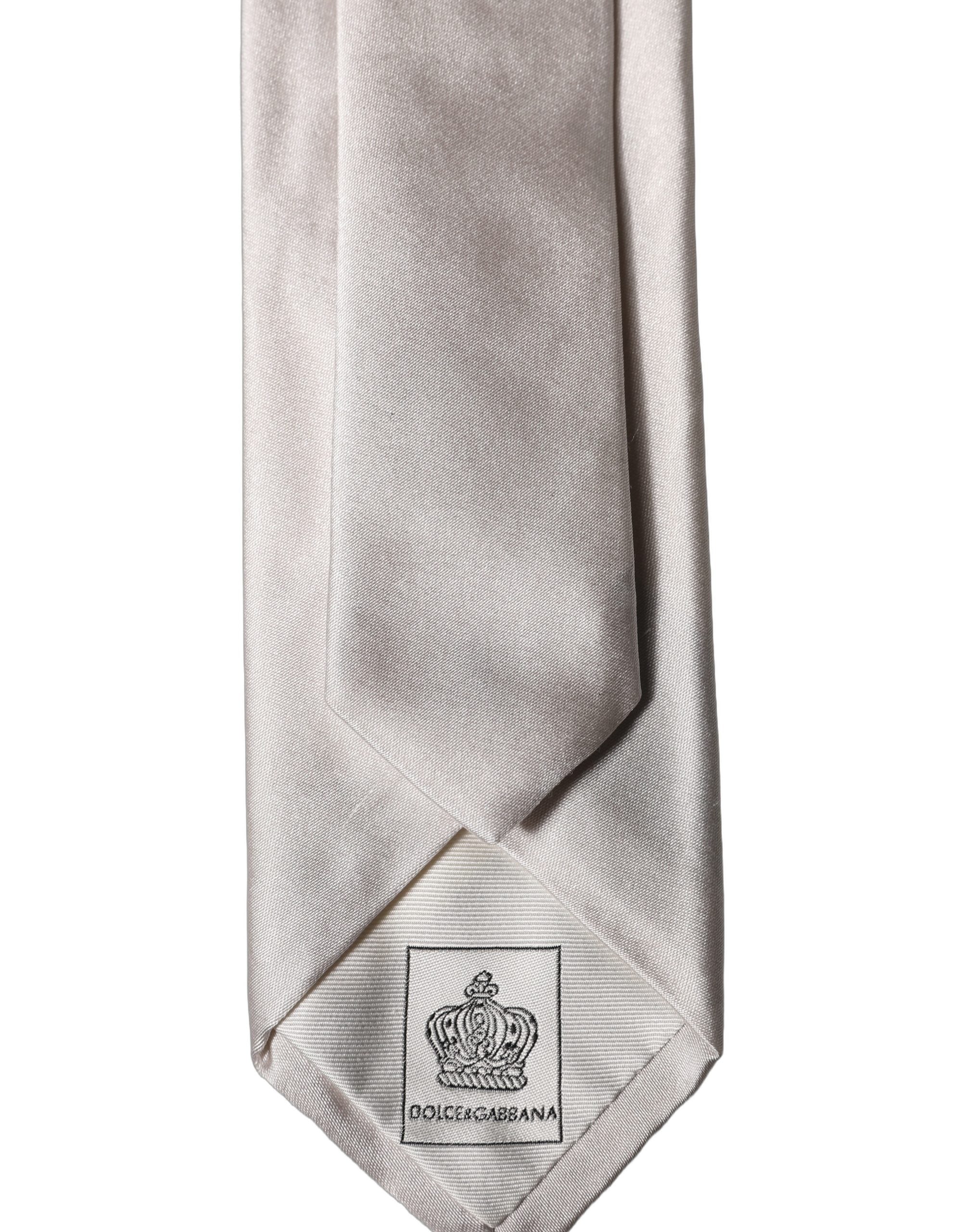 Dolce & Gabbana Hellgraue Seiden-Satin-Krawatte, verstellbar