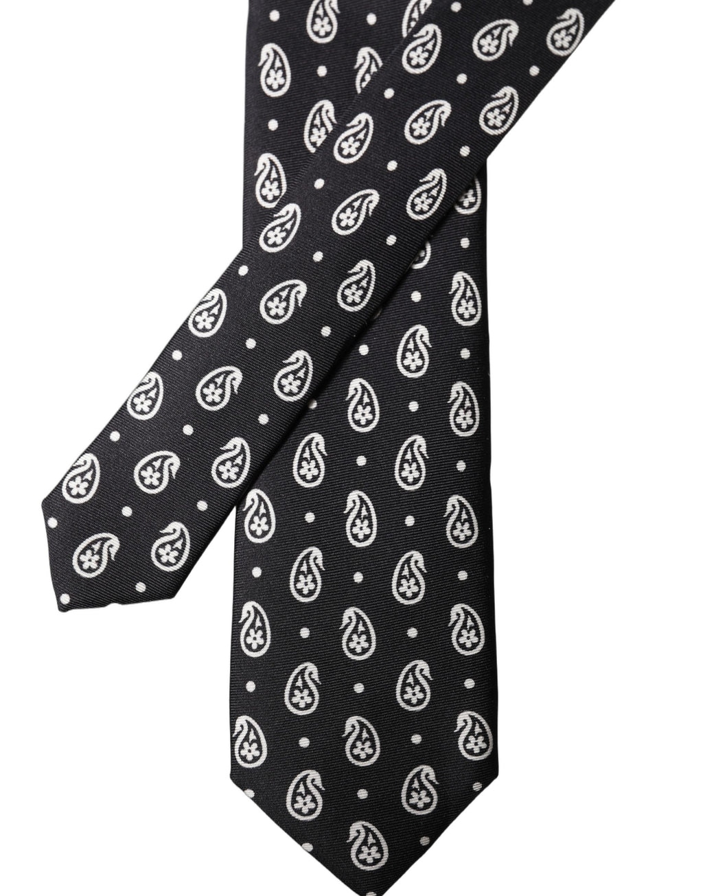Dolce & Gabbana Schwarze Paisleymuster 100% Seide Verstellbare Herren Krawatte