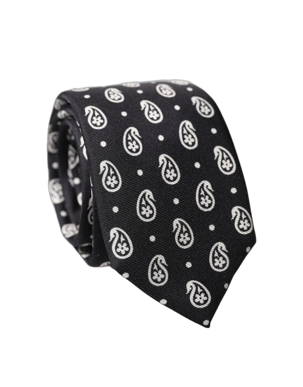 Dolce & Gabbana Schwarze Paisleymuster 100% Seide Verstellbare Herren Krawatte