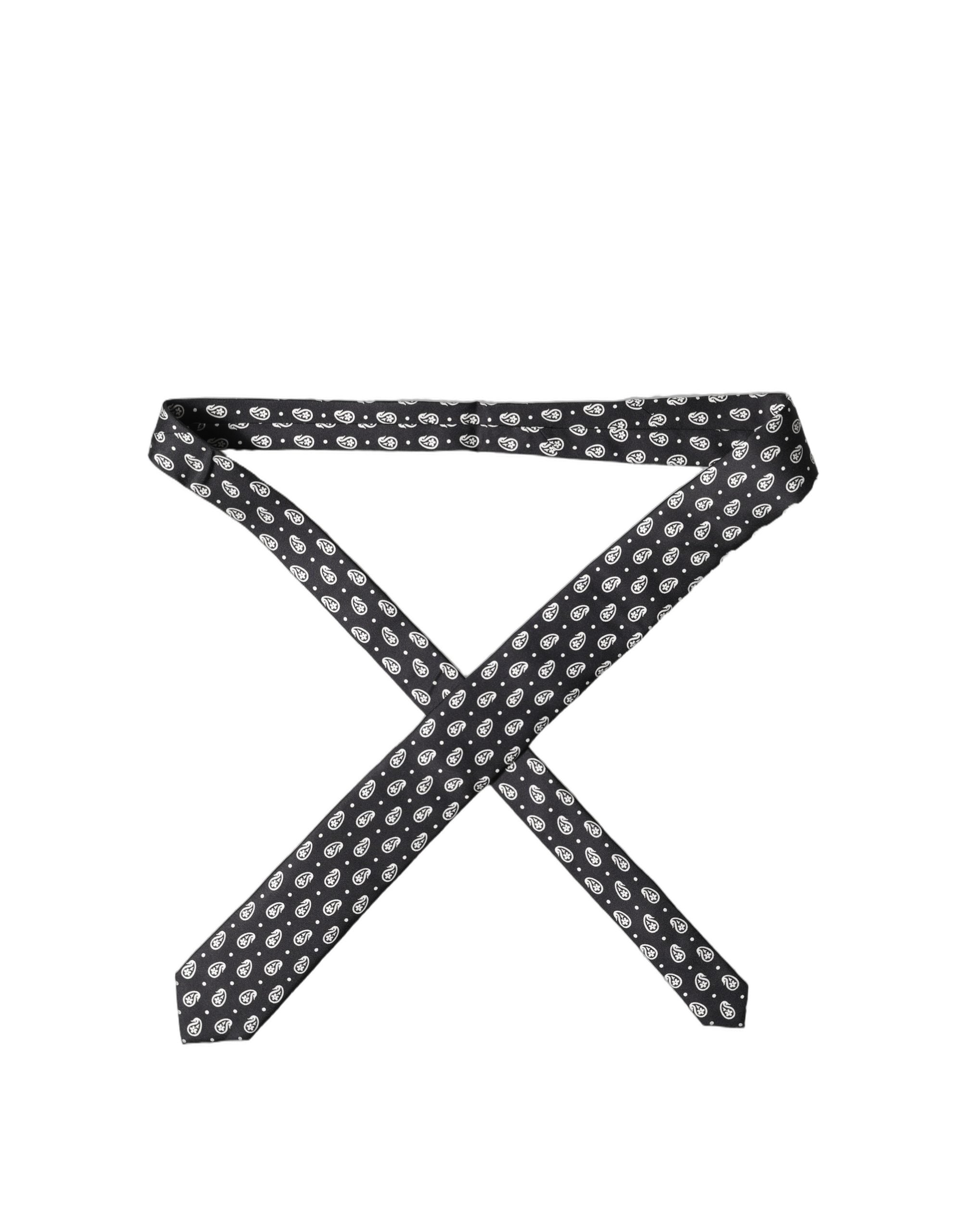 Dolce & Gabbana Schwarze Paisleymuster 100% Seide Verstellbare Herren Krawatte