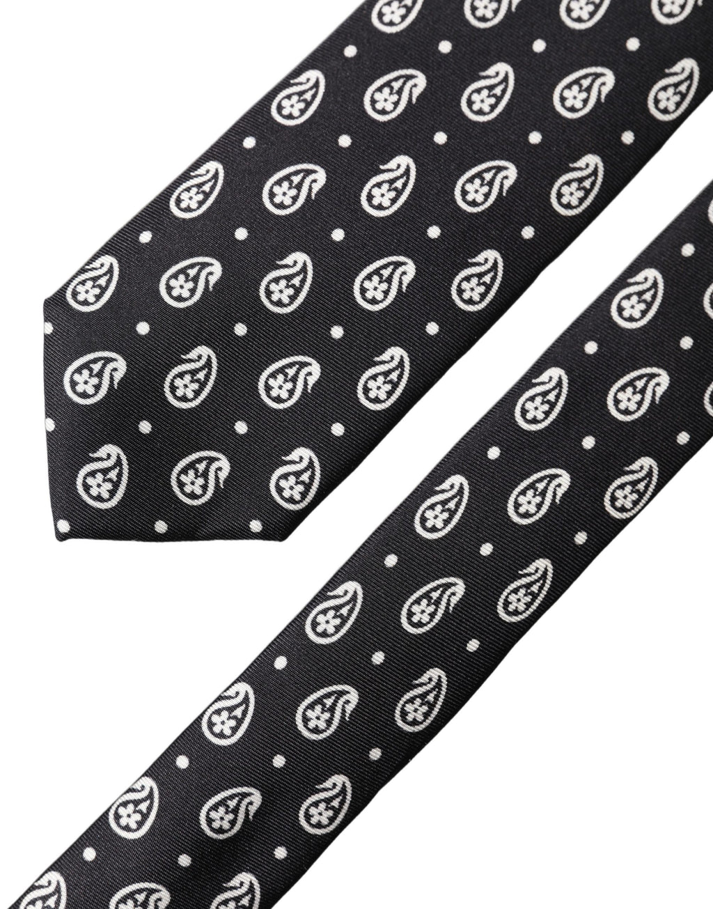 Dolce & Gabbana Schwarze Paisleymuster 100% Seide Verstellbare Herren Krawatte