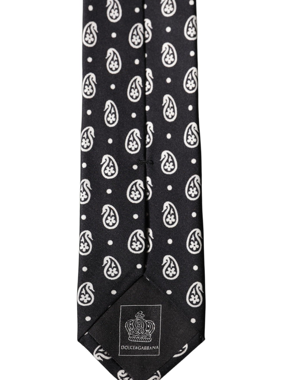 Dolce & Gabbana Schwarze Paisleymuster 100% Seide Verstellbare Herren Krawatte