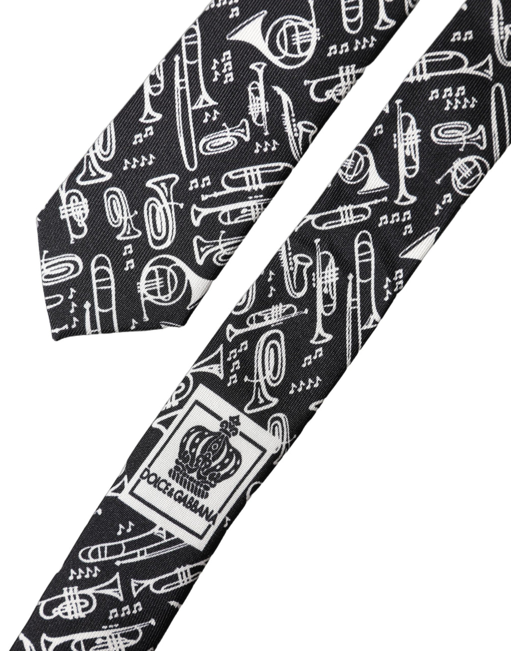 Dolce & Gabbana Schwarze Trompeten-Print Seiden-Krawatte für Herren, verstellbar