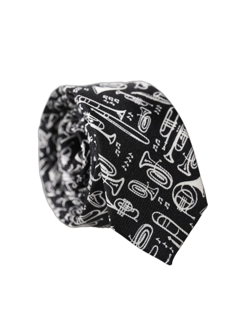 Dolce & Gabbana Schwarze Trompeten-Print Seiden-Krawatte für Herren, verstellbar