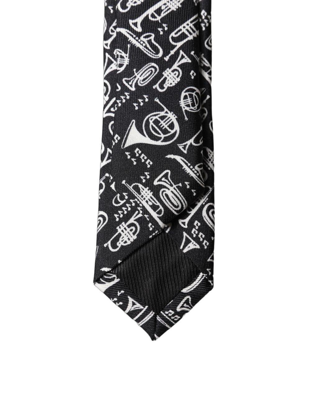Dolce & Gabbana Schwarze Trompeten-Print Seiden-Krawatte für Herren, verstellbar