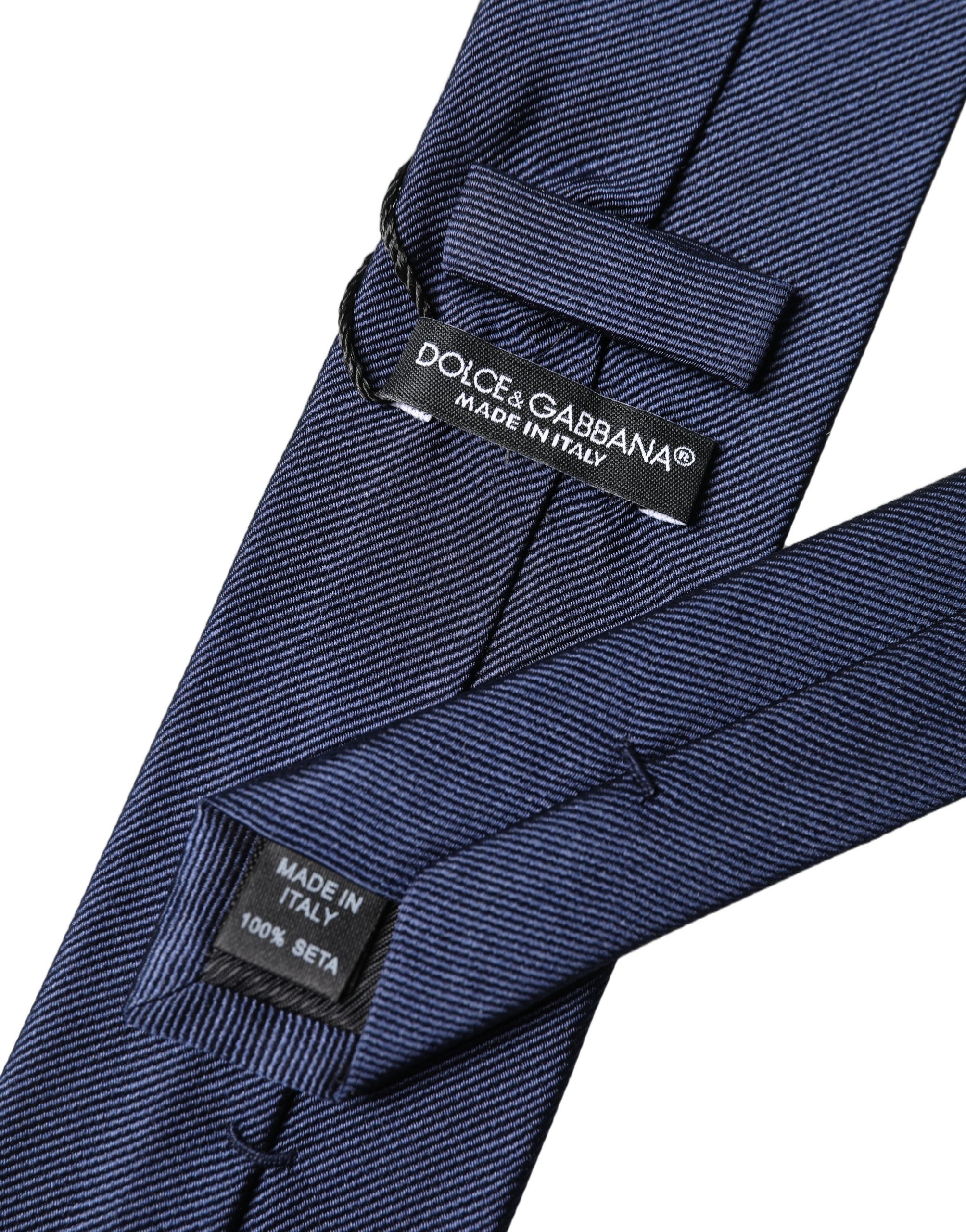 Dolce & Gabbana Marineblaue einfarbige Krawatte aus 100 % Seide für Herren, verstellbar