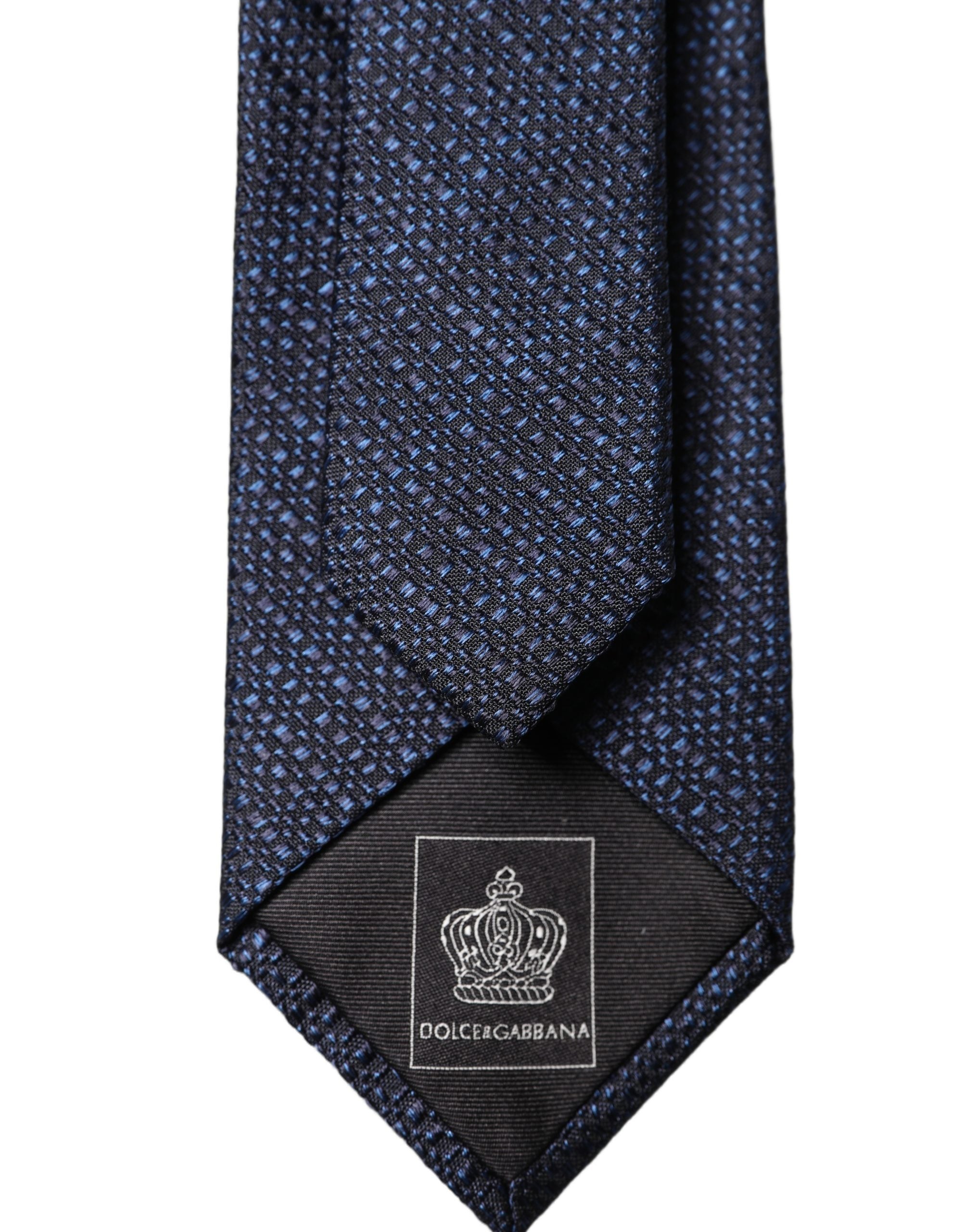 Dolce & Gabbana Marineblaue Krawatte aus Seide mit Textur, verstellbar, zum Binden