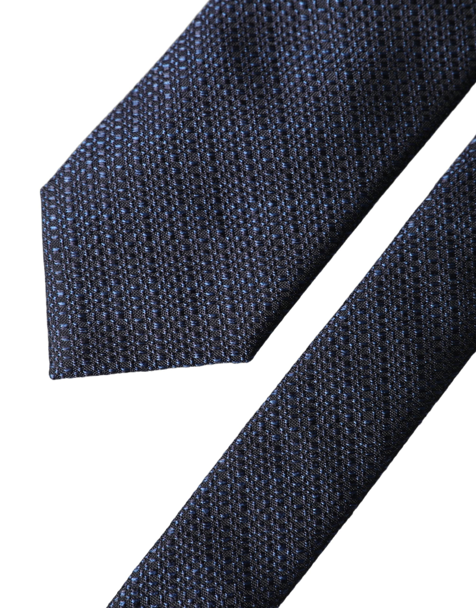 Dolce & Gabbana Marineblaue Krawatte aus Seide mit Textur, verstellbar, zum Binden