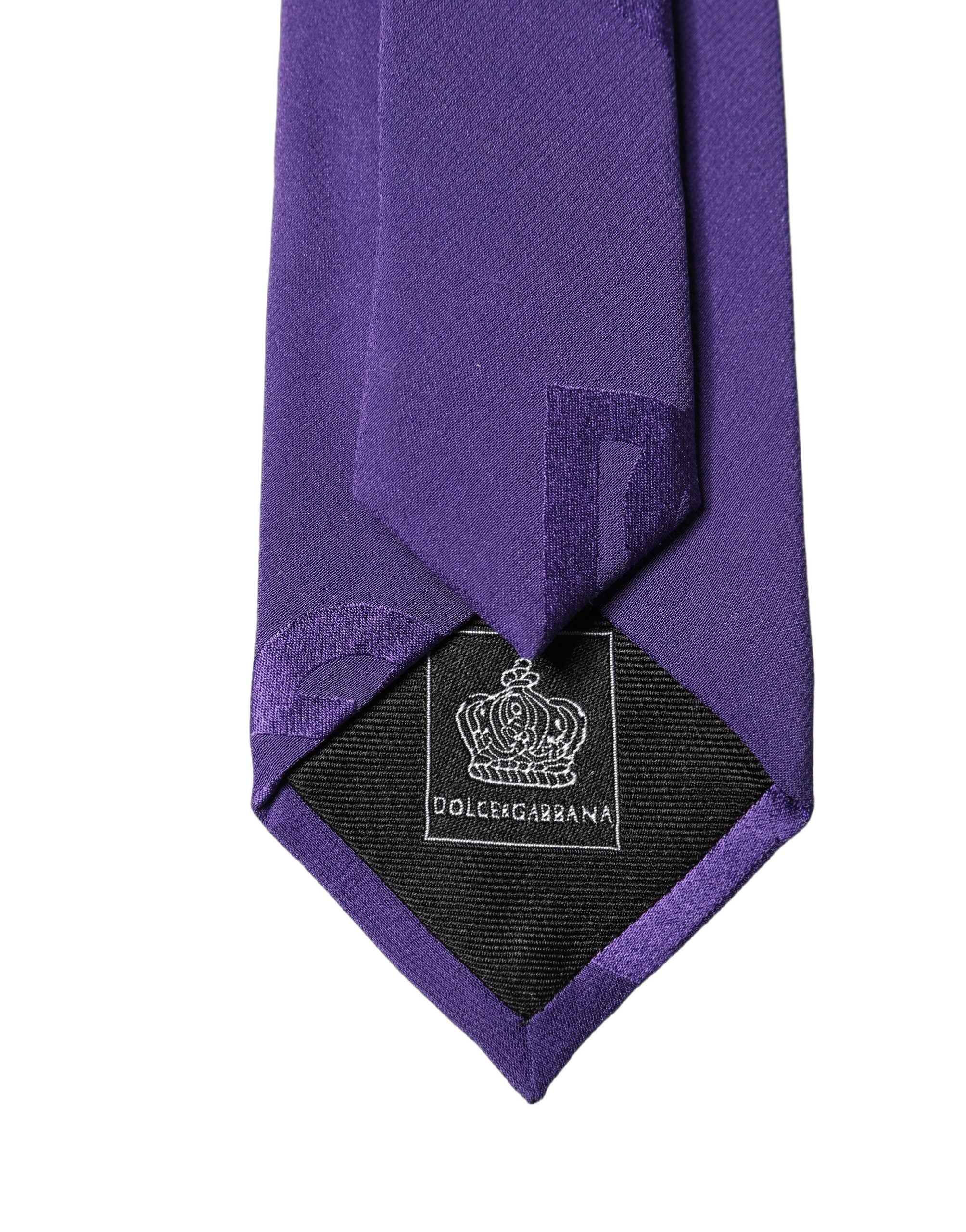 Dolce & Gabbana Violette DG Logo Monogram Seiden-Krawatte für Herren, verstellbar