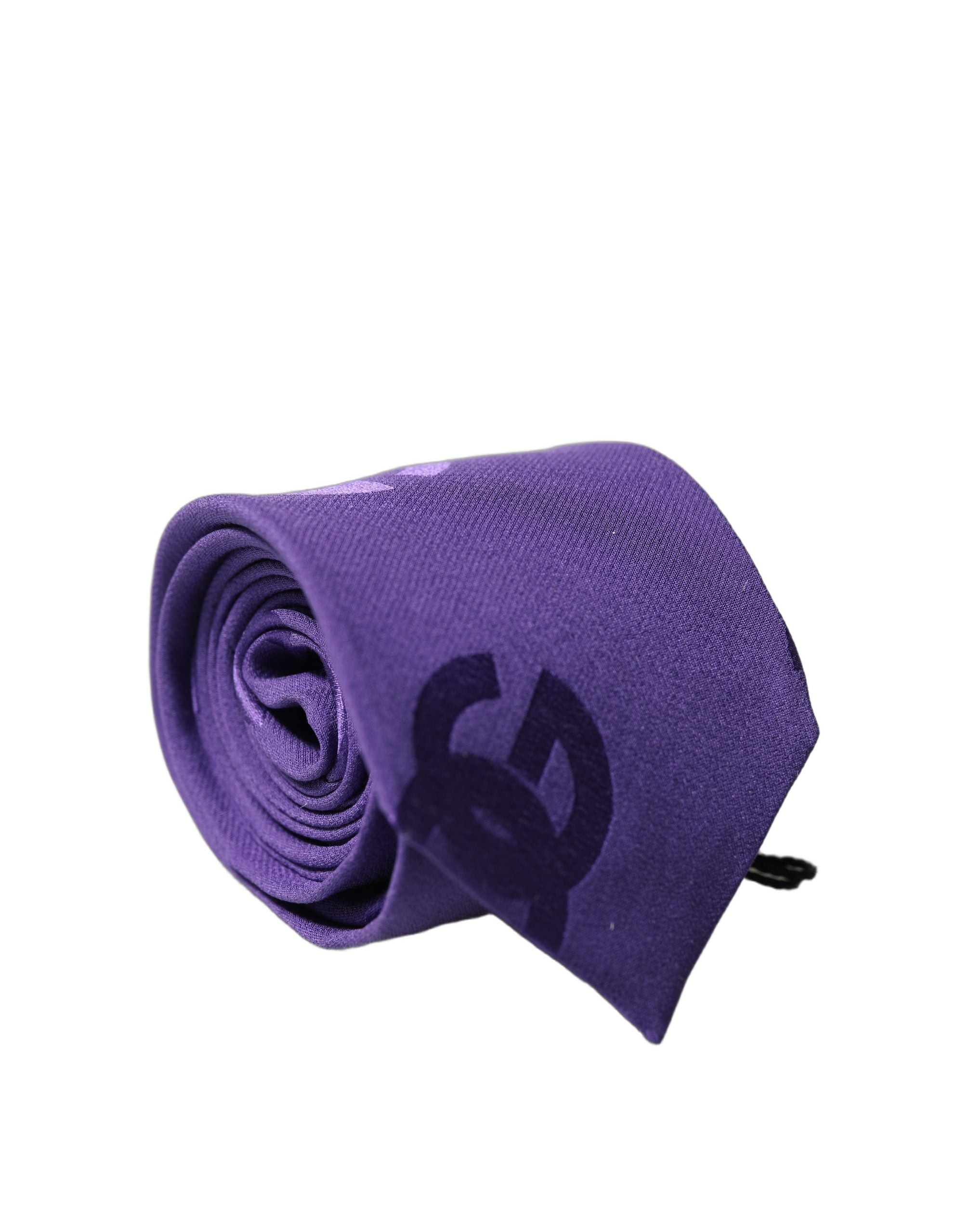 Dolce & Gabbana Violette DG Logo Monogram Seiden-Krawatte für Herren, verstellbar