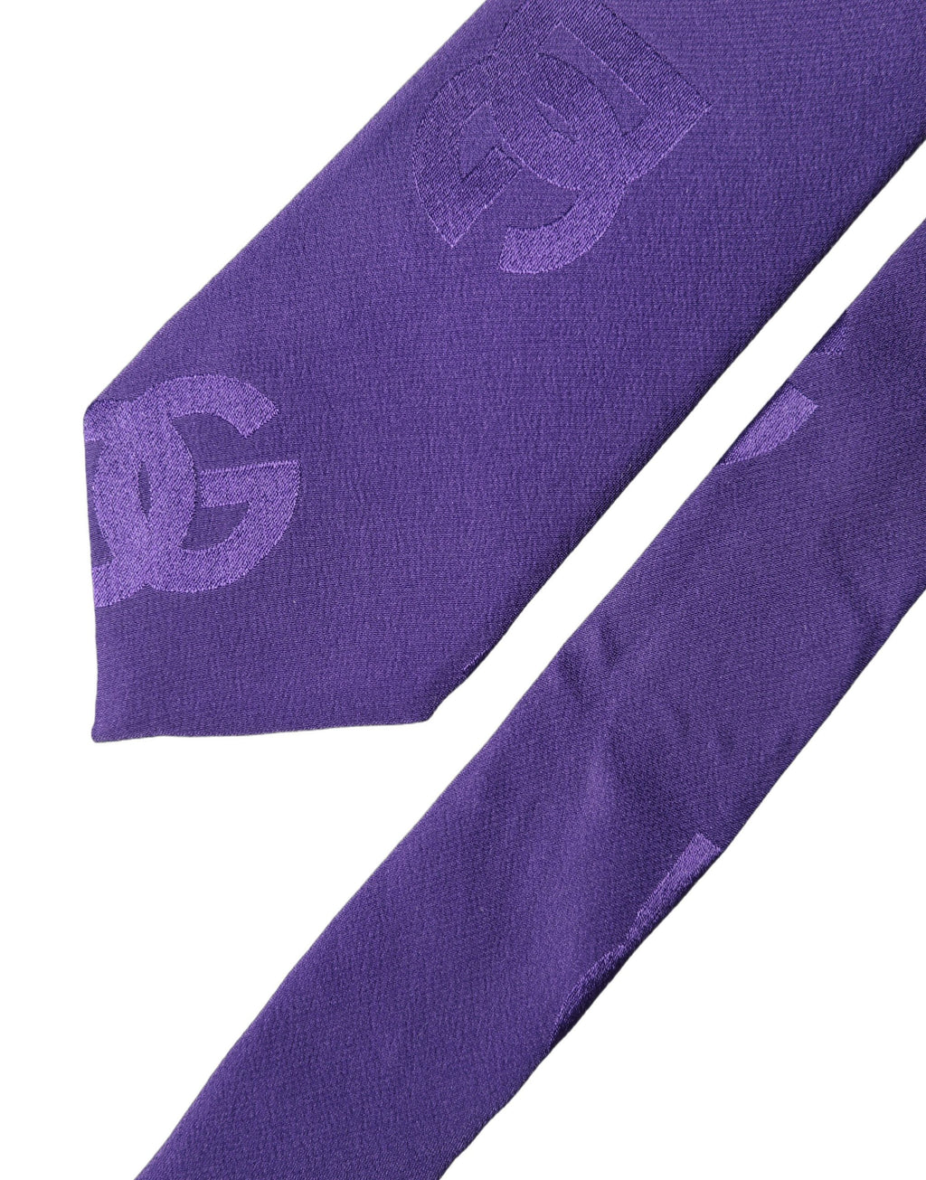 Dolce & Gabbana Violette DG Logo Monogram Seiden-Krawatte für Herren, verstellbar