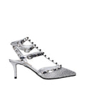 Valentino Garavani Graue Sandalen mit Stiletto-Absatz aus Leder