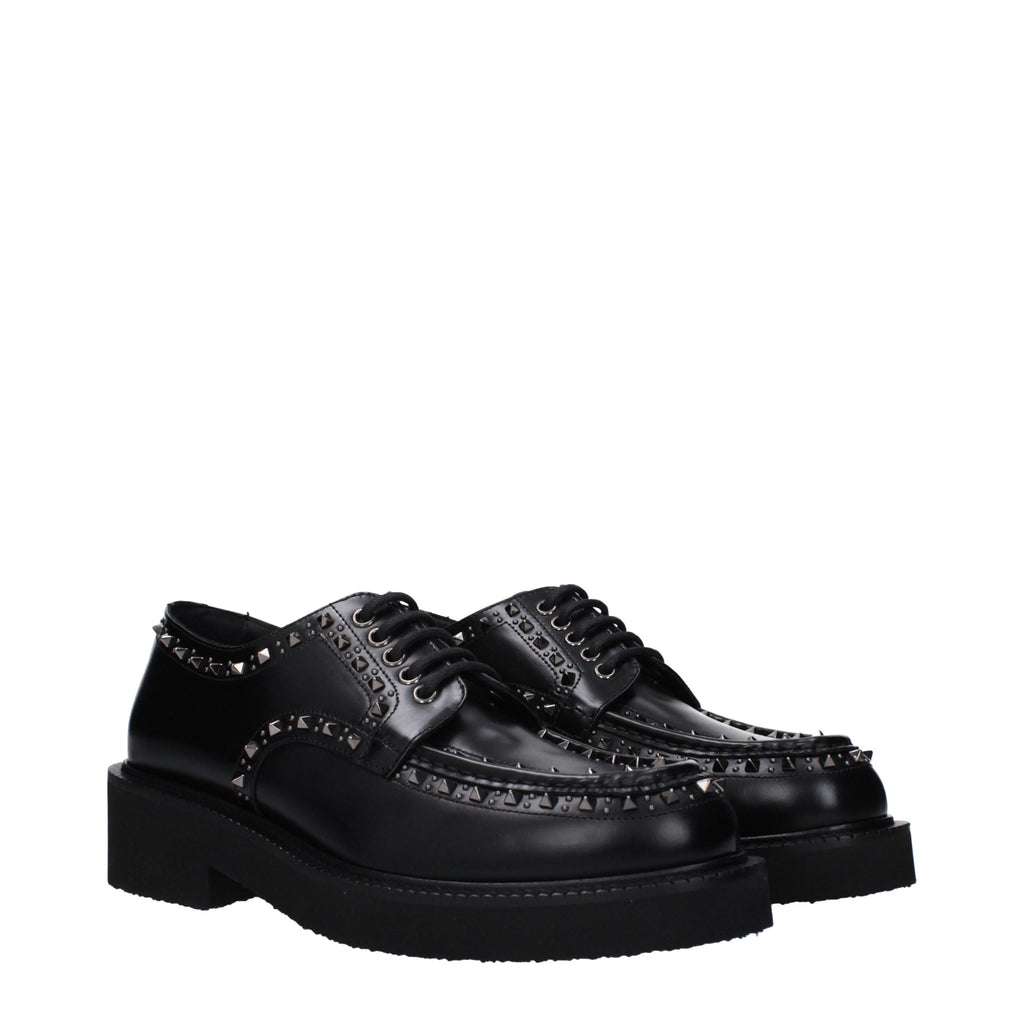 Valentino Garavani Schwarze Oxford- und Derby-Schuhe aus Leder