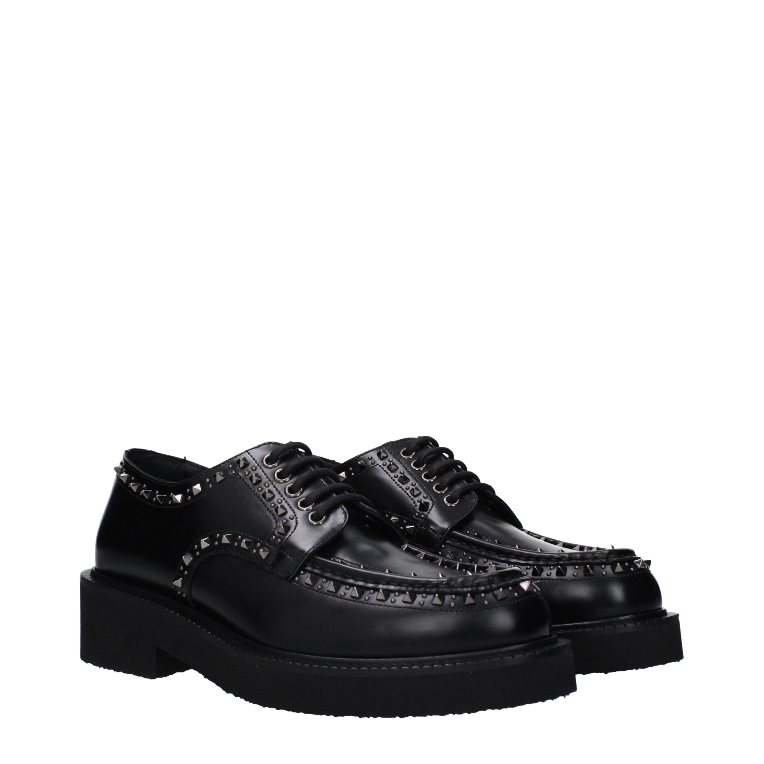 Valentino Garavani Schwarze Oxford- und Derby-Schuhe aus Leder