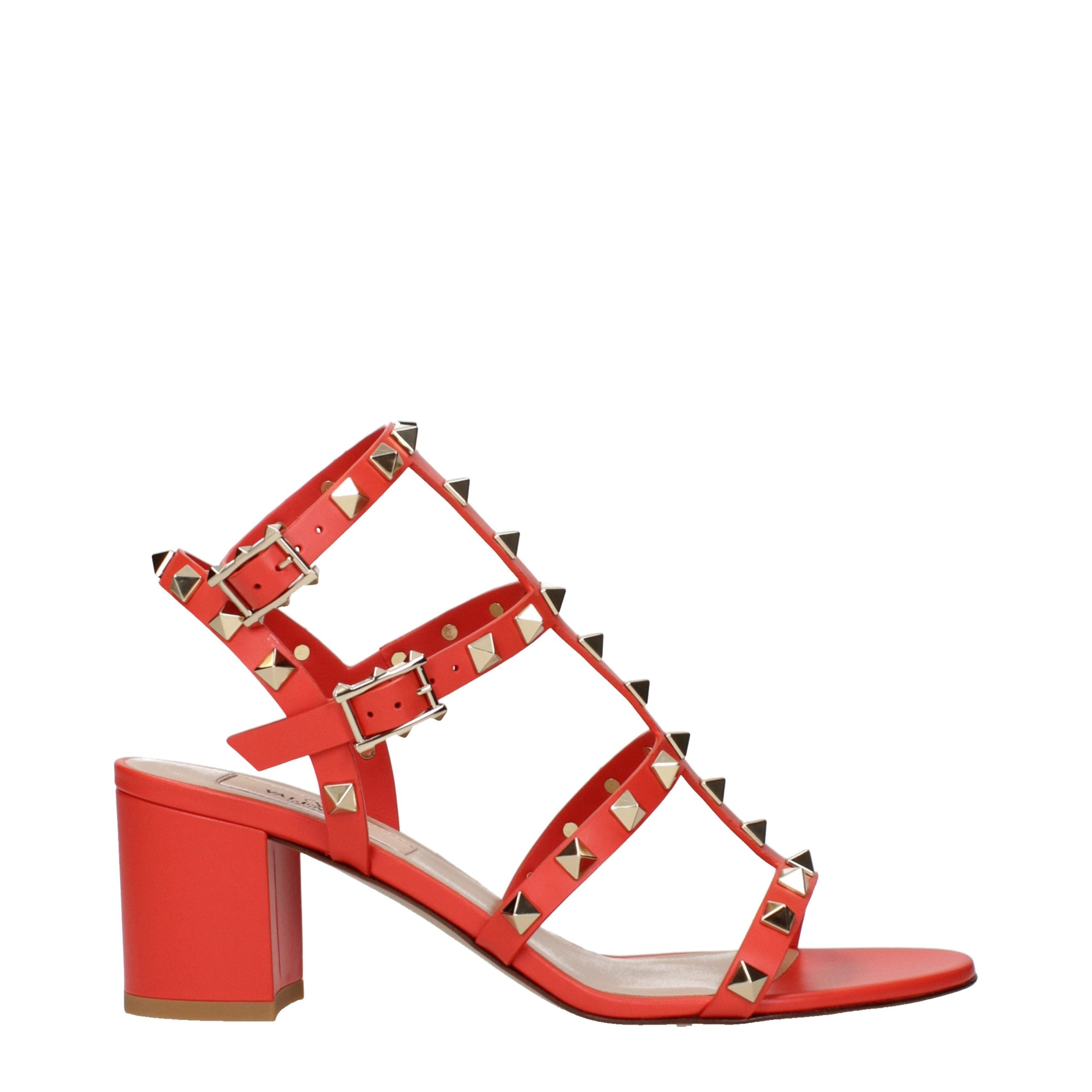 Valentino Garavani Orange Leder Plateau-Sandalen