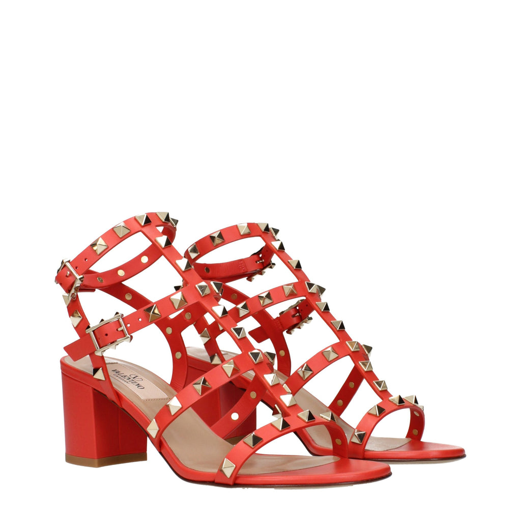Valentino Garavani Orange Leder Plateau-Sandalen